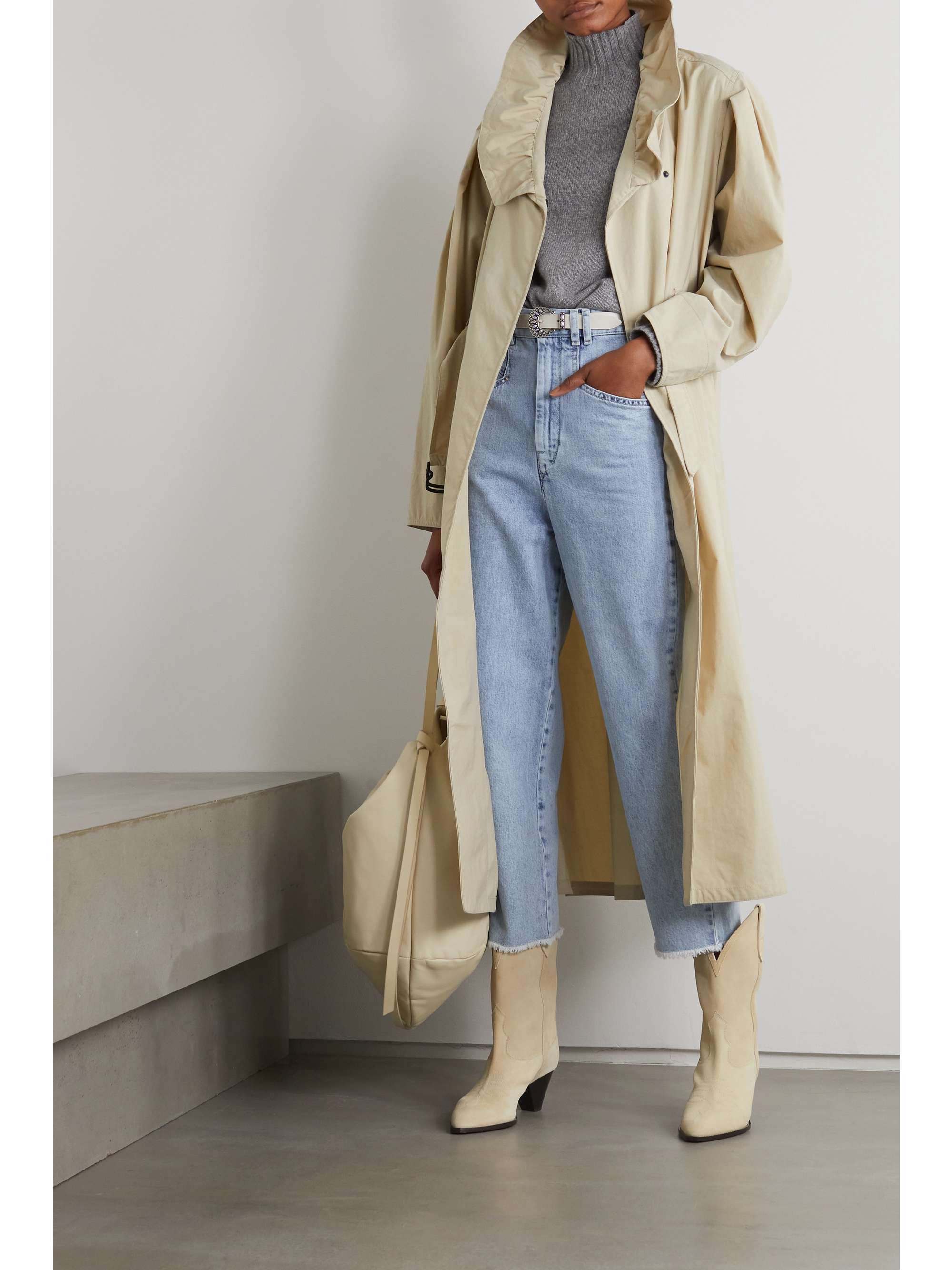 Beige Dipanima belted canvas trench coat | | NET-A-PORTER