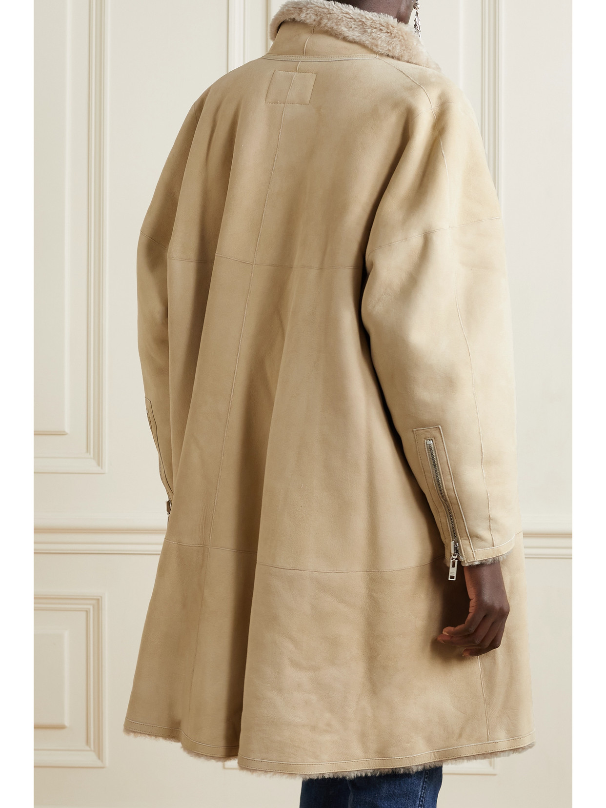 Isabel Marant Reversible Beige Abazoe Shearling Coat In Ecru