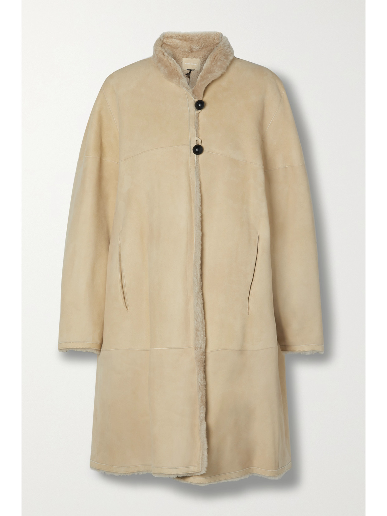 Isabel Marant Reversible Beige Abazoe Shearling Coat In Ecru