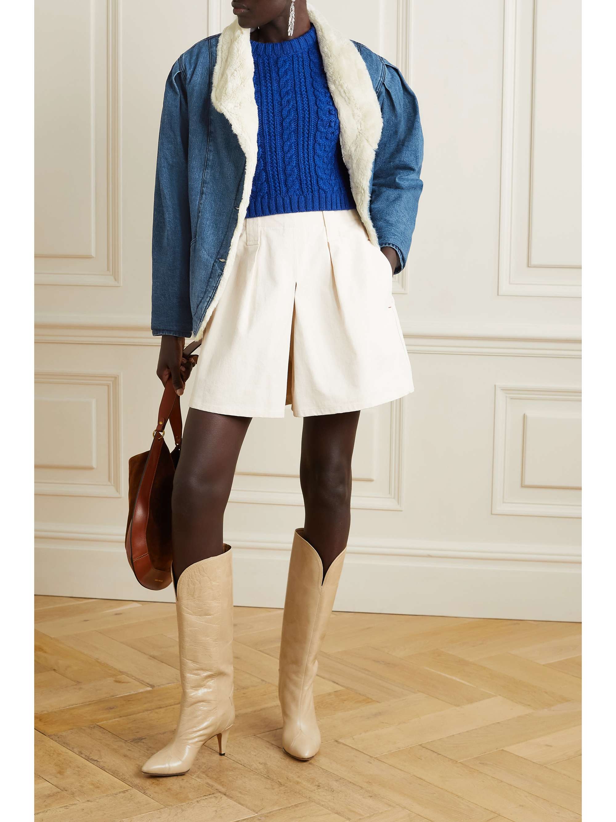 Mid denim faux fur-lined denim jacket | ISABEL MARANT | NET-A-PORTER