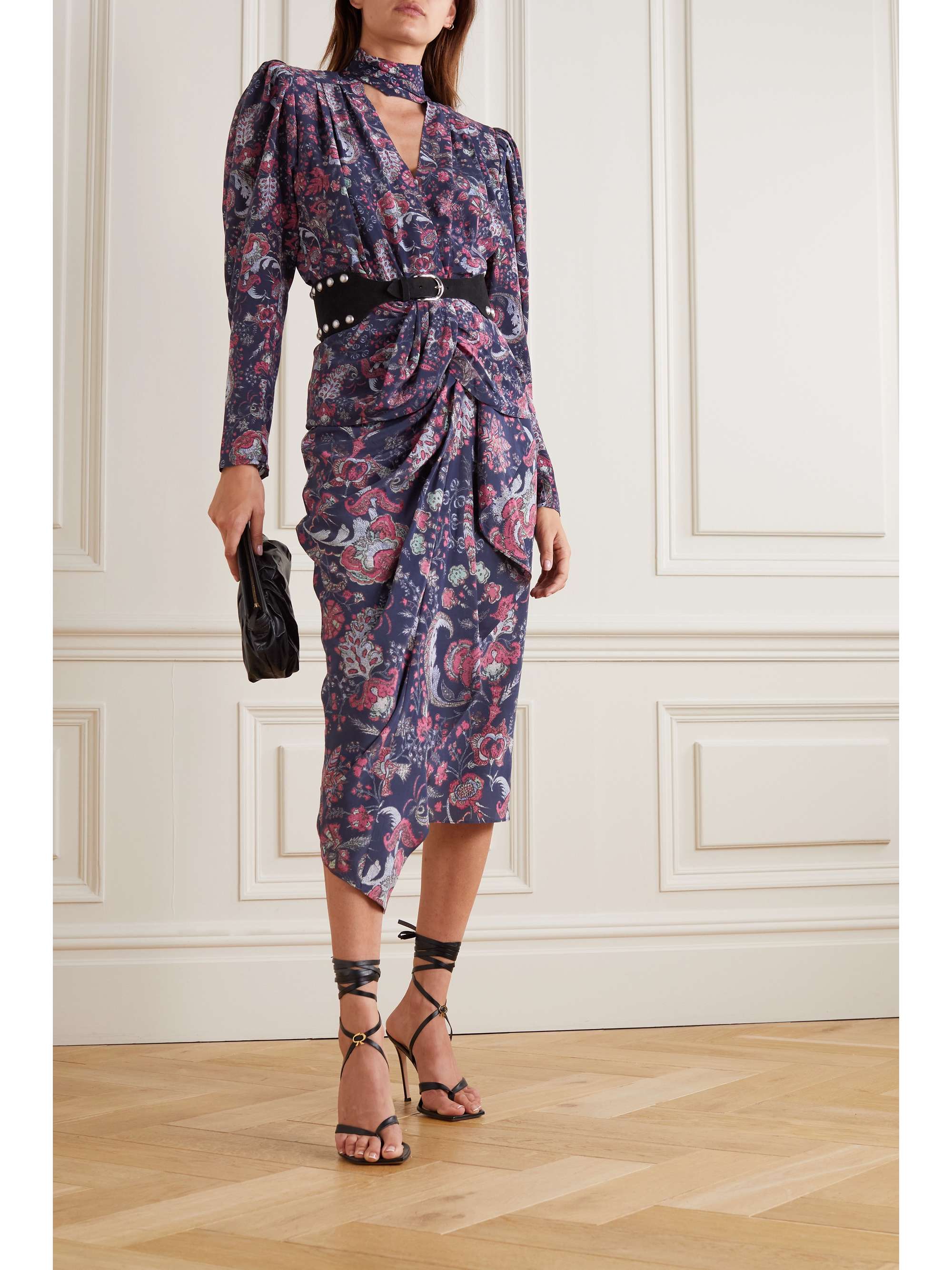 ISABEL MARANT Batozia ruched printed silk-blend crepe de chine blouse