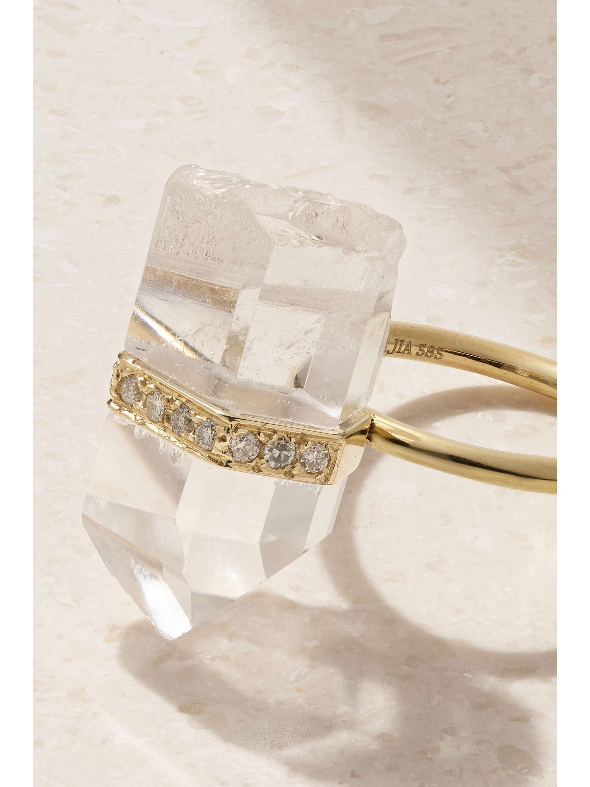 JIA JIA 14-karat gold, quartz and diamond ring