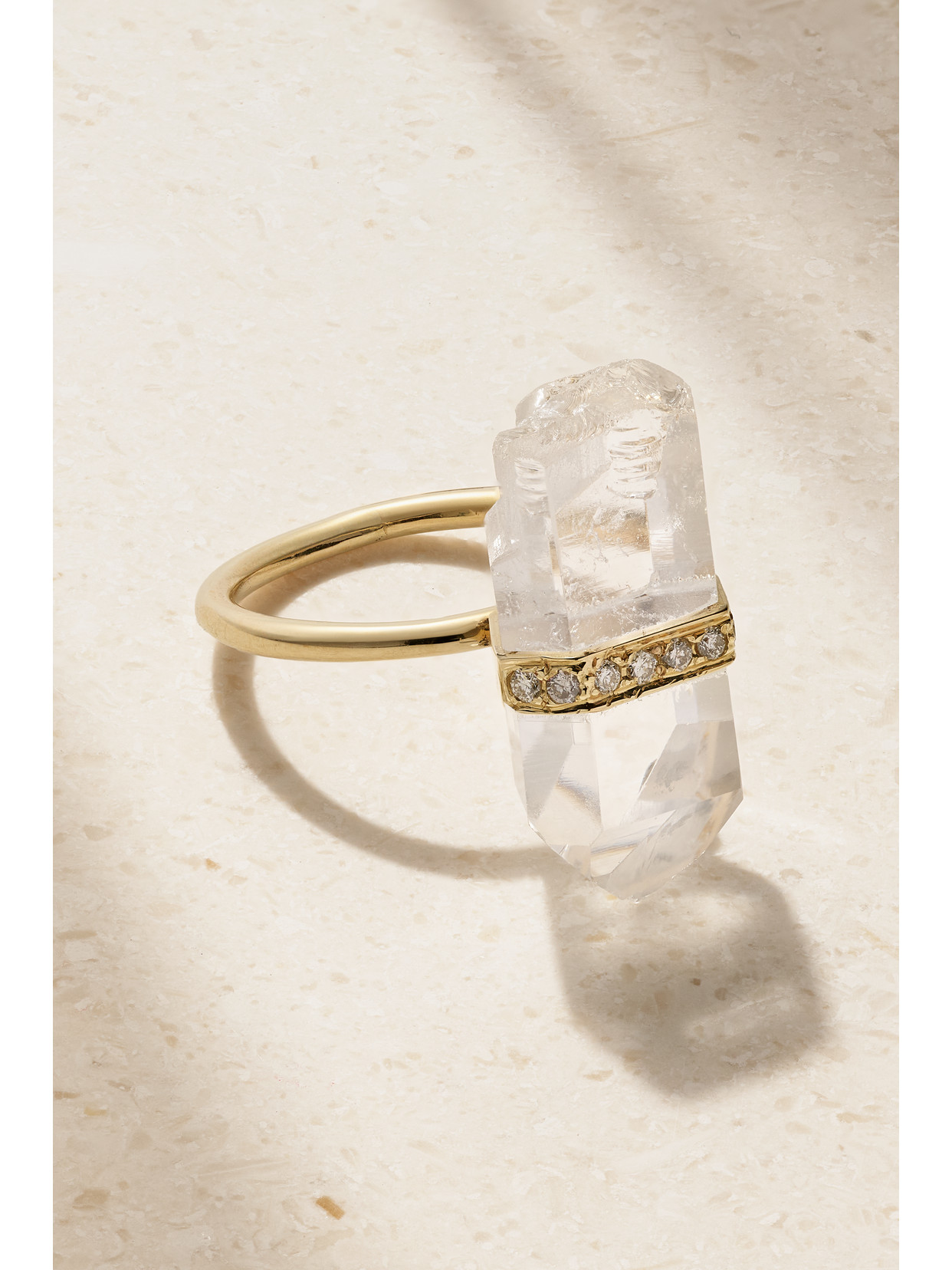 Jia Jia 14-karat Gold, Quartz And Diamond Ring