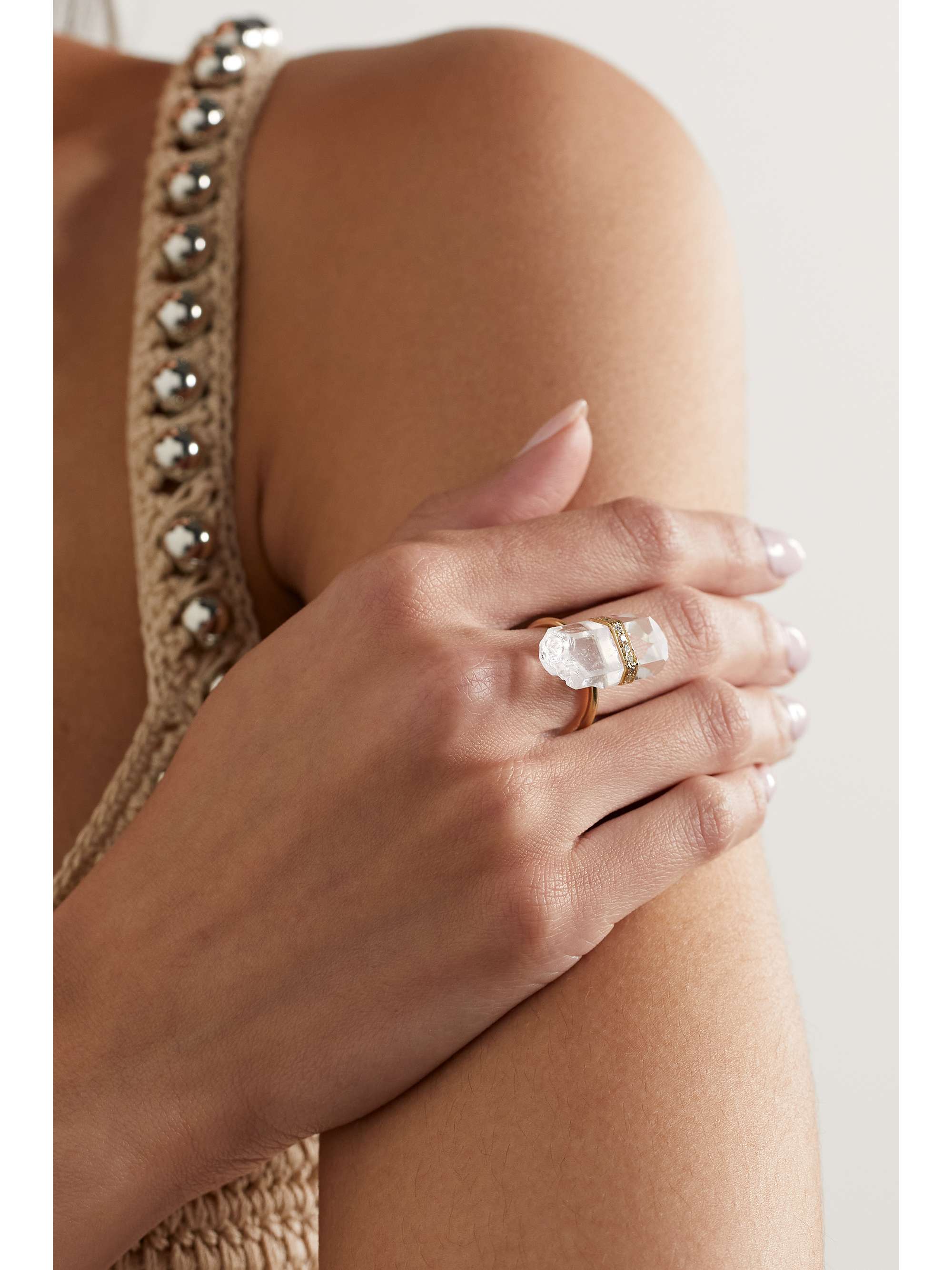 JIA JIA 14-karat gold, quartz and diamond ring