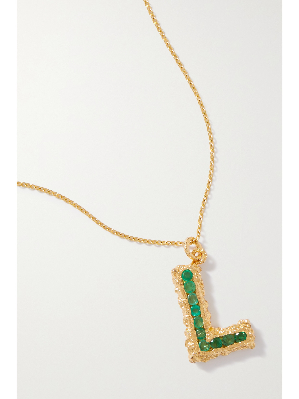 Shop Pacharee Alphabet Gold-plated Emerald Necklace In Green