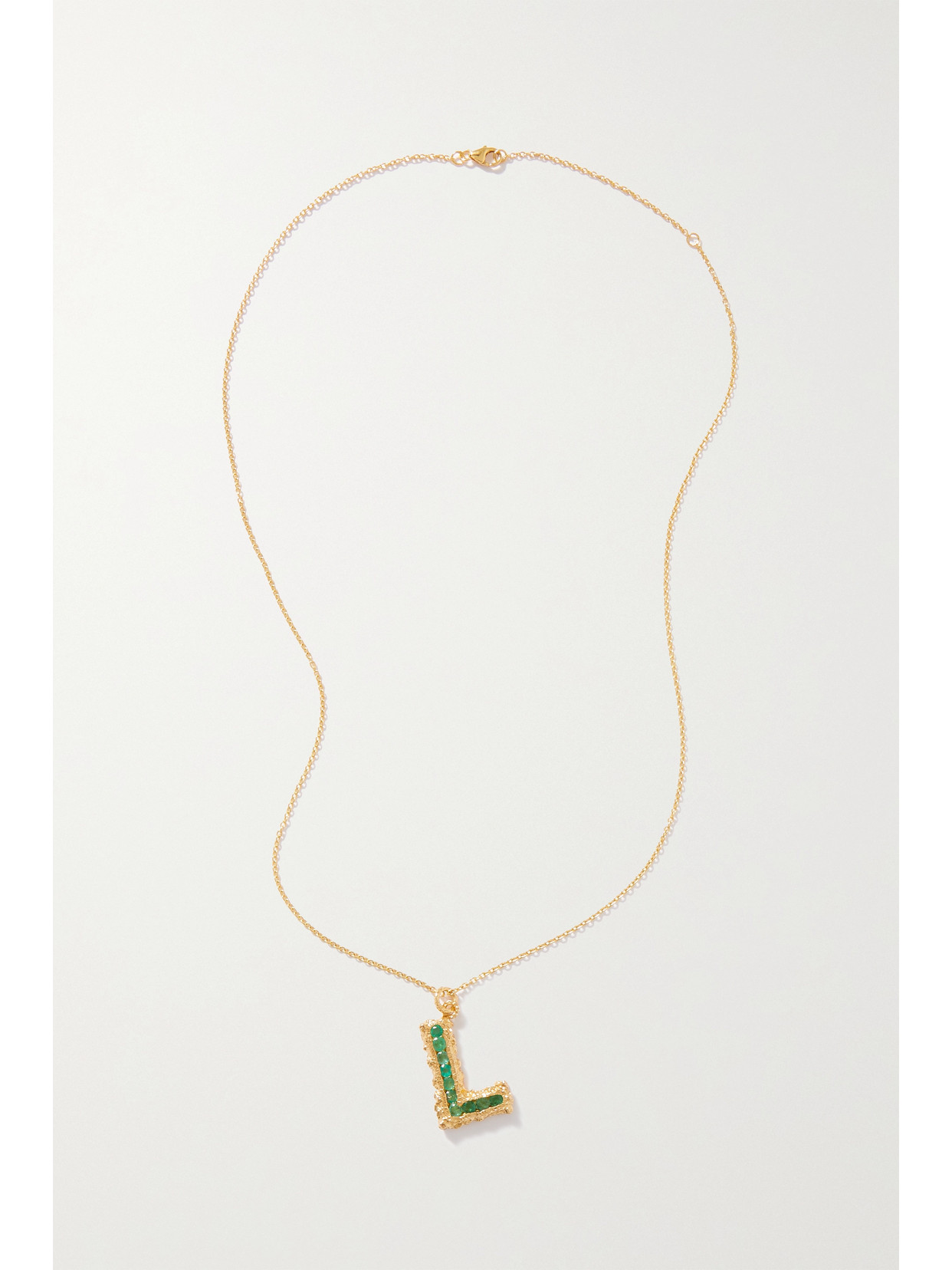 Shop Pacharee Alphabet Gold-plated Emerald Necklace In Green