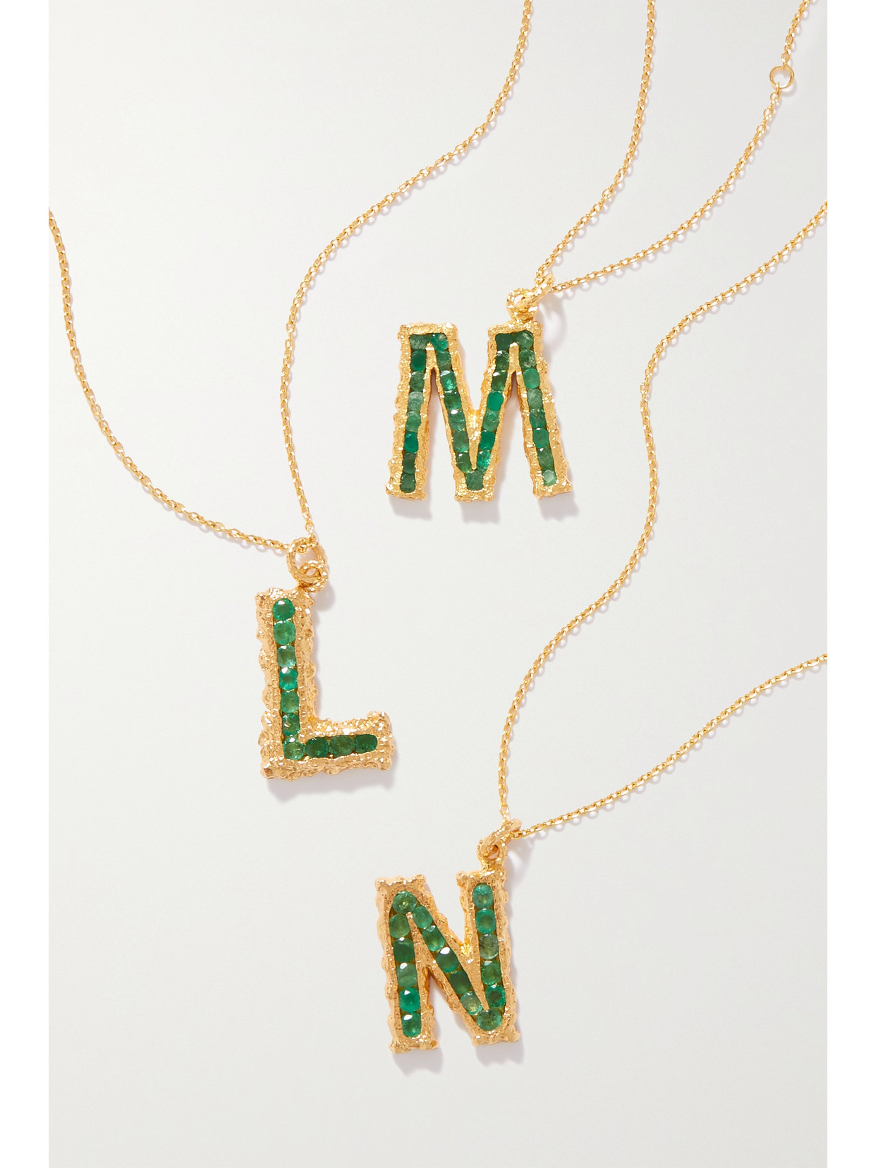 Shop Pacharee Alphabet Gold-plated Emerald Necklace In Green