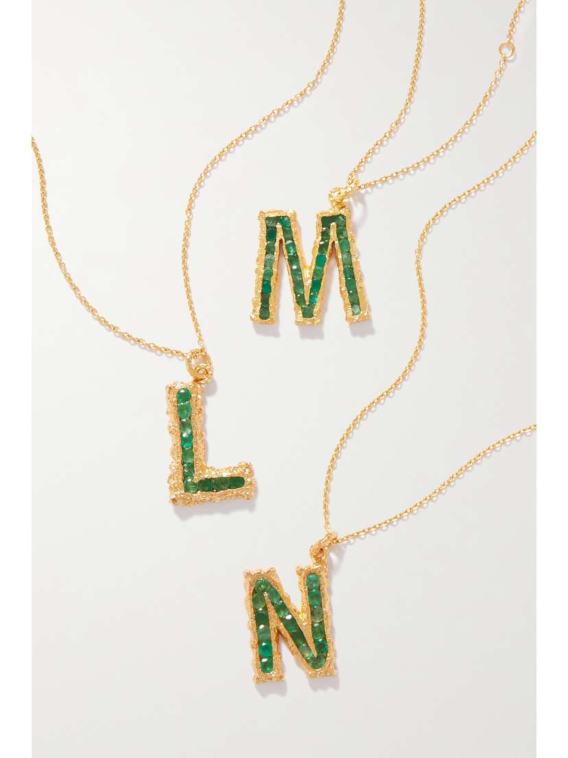 Pacharee Alphabet Gold-plated Emerald Necklace