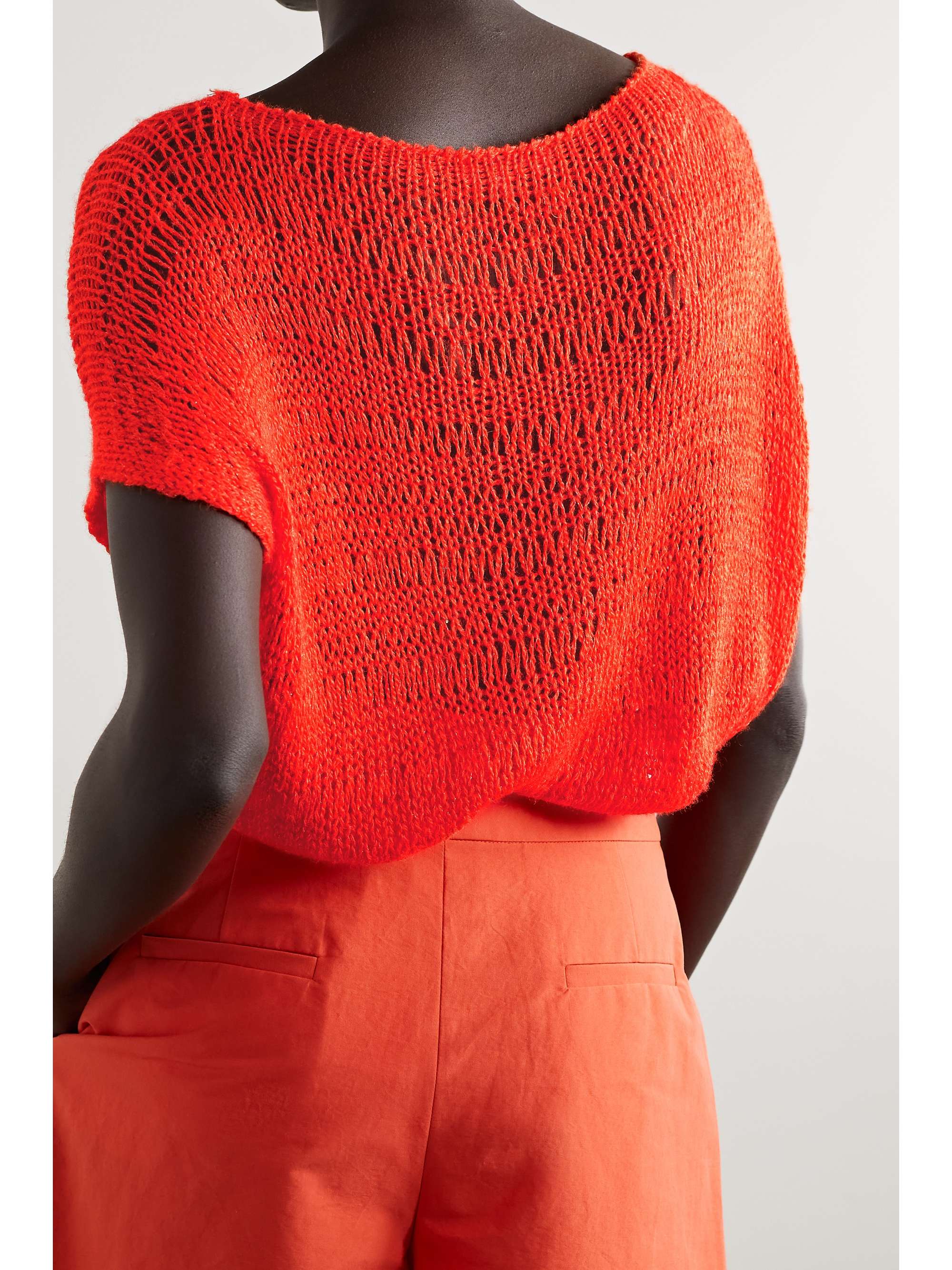 LAFAYETTE 148 Ärmelloser Pullover aus einer Seidenmischung in Lochstrick mit Pailletten