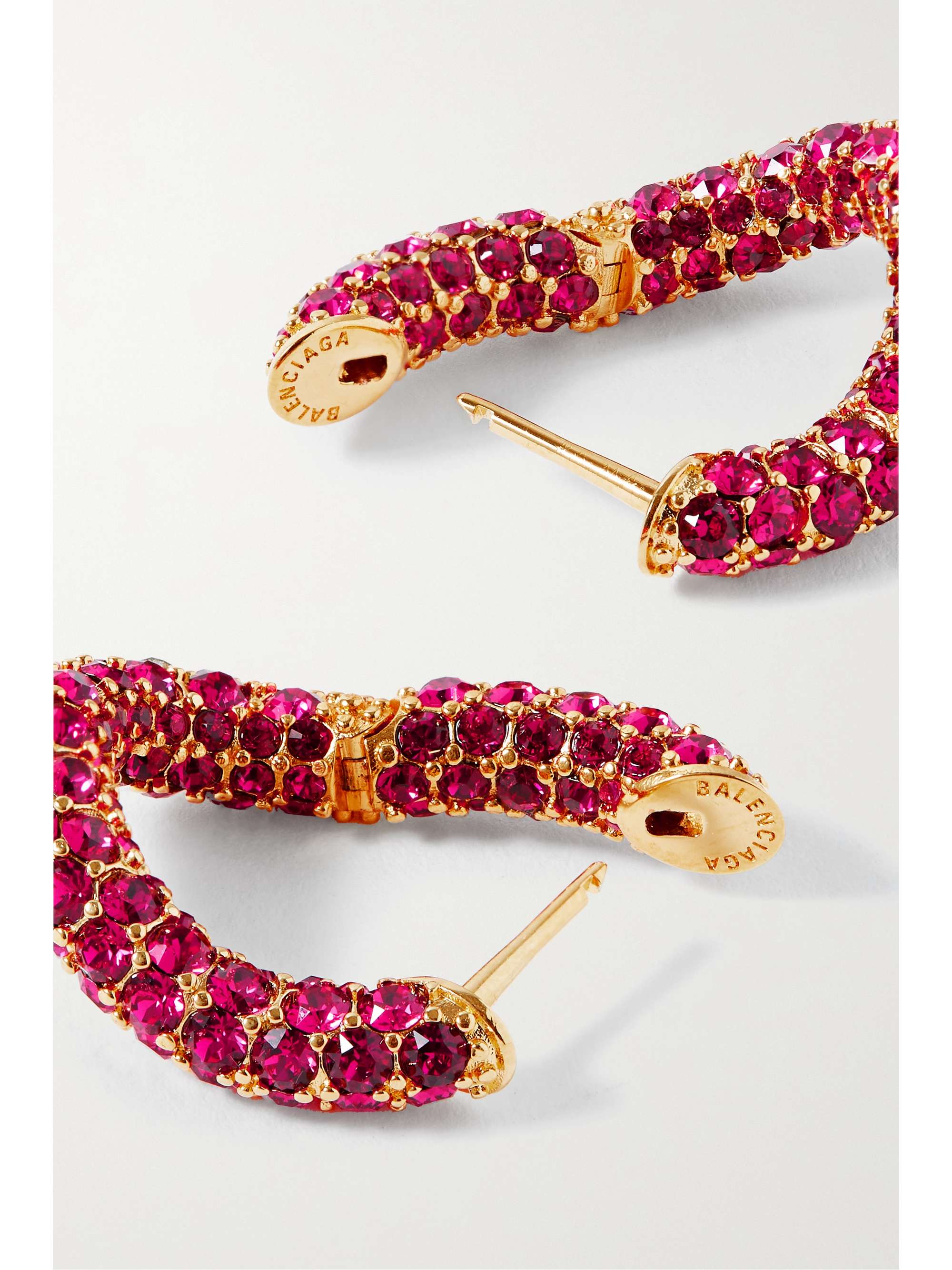 BALENCIAGA Loop XS gold-tone crystal hoop earrings