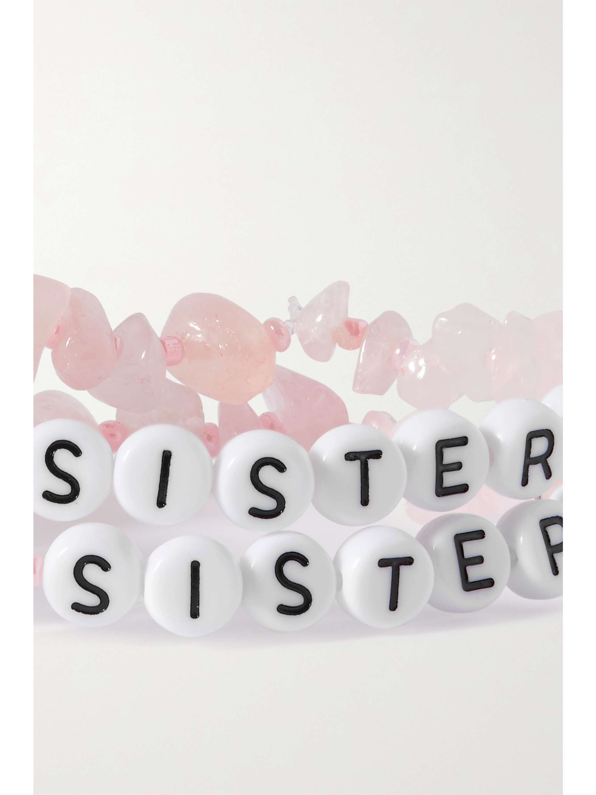 TBALANCE CRYSTALS Restoring, Harmonizing and Encouraging set of two rose quartz and enamel bracelets