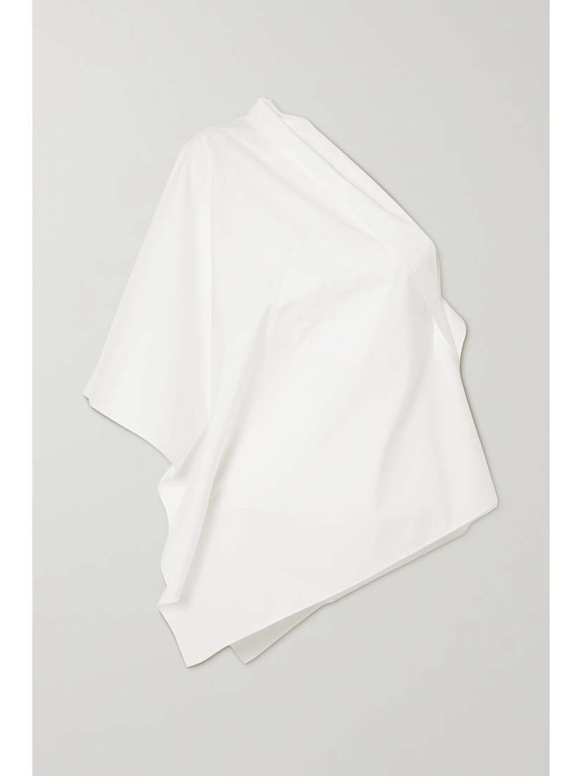 Roland Mouret Powell One-shoulder Draped Cotton-poplin Top