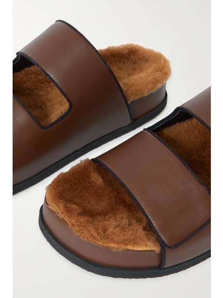 neous dombai shearling lined leather slides