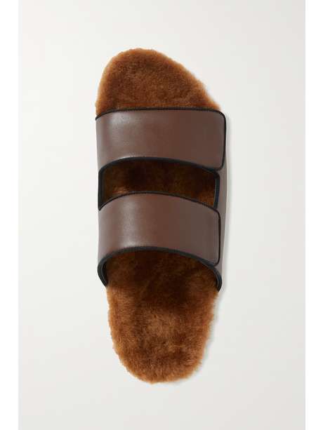 neous dombai shearling lined leather slides