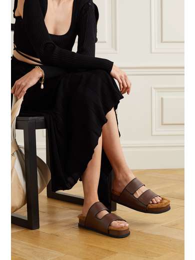 neous dombai shearling lined leather slides