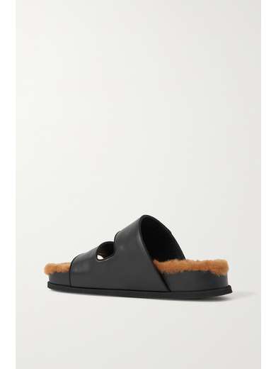 neous dombai shearling lined leather slides
