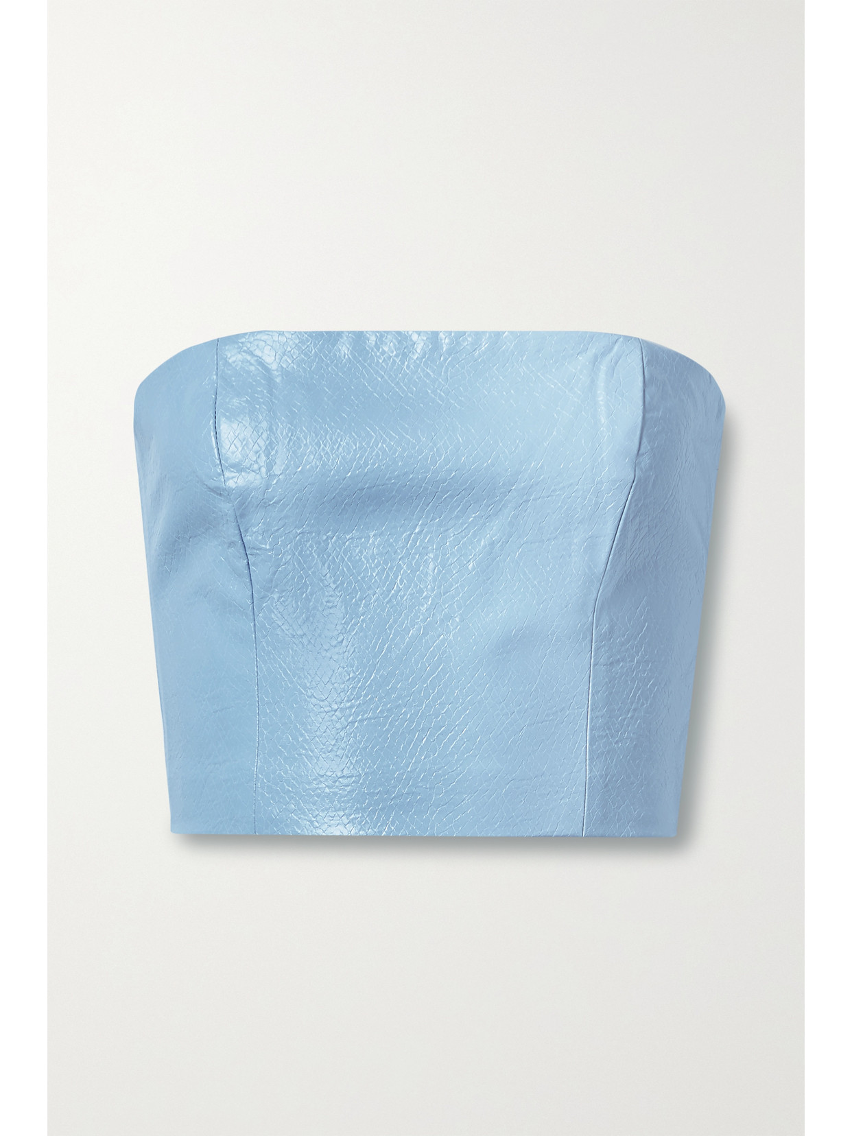 ROTATE Birger Christensen Emili Strapless Cropped Snake-effect Vegan Leather Top