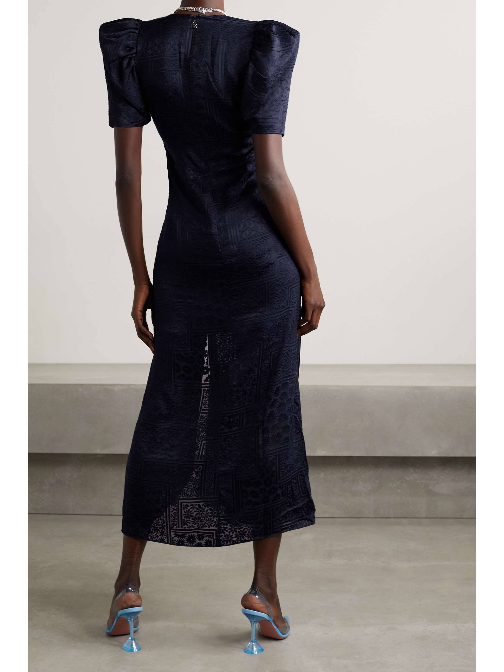 ROTATE BIRGER CHRISTENSEN Alma gathered satin-jacquard midi dress