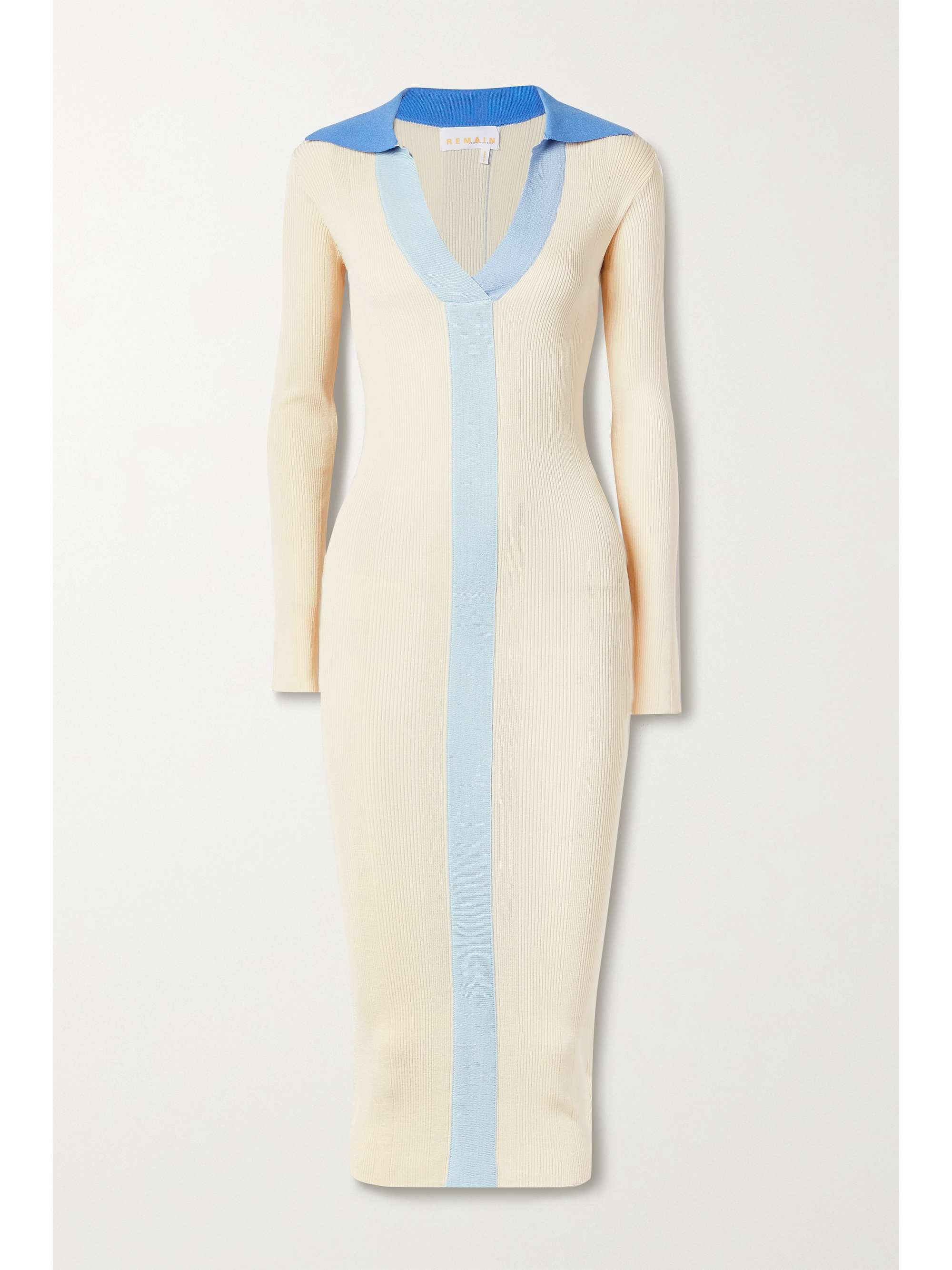 ribbed cream midi dress