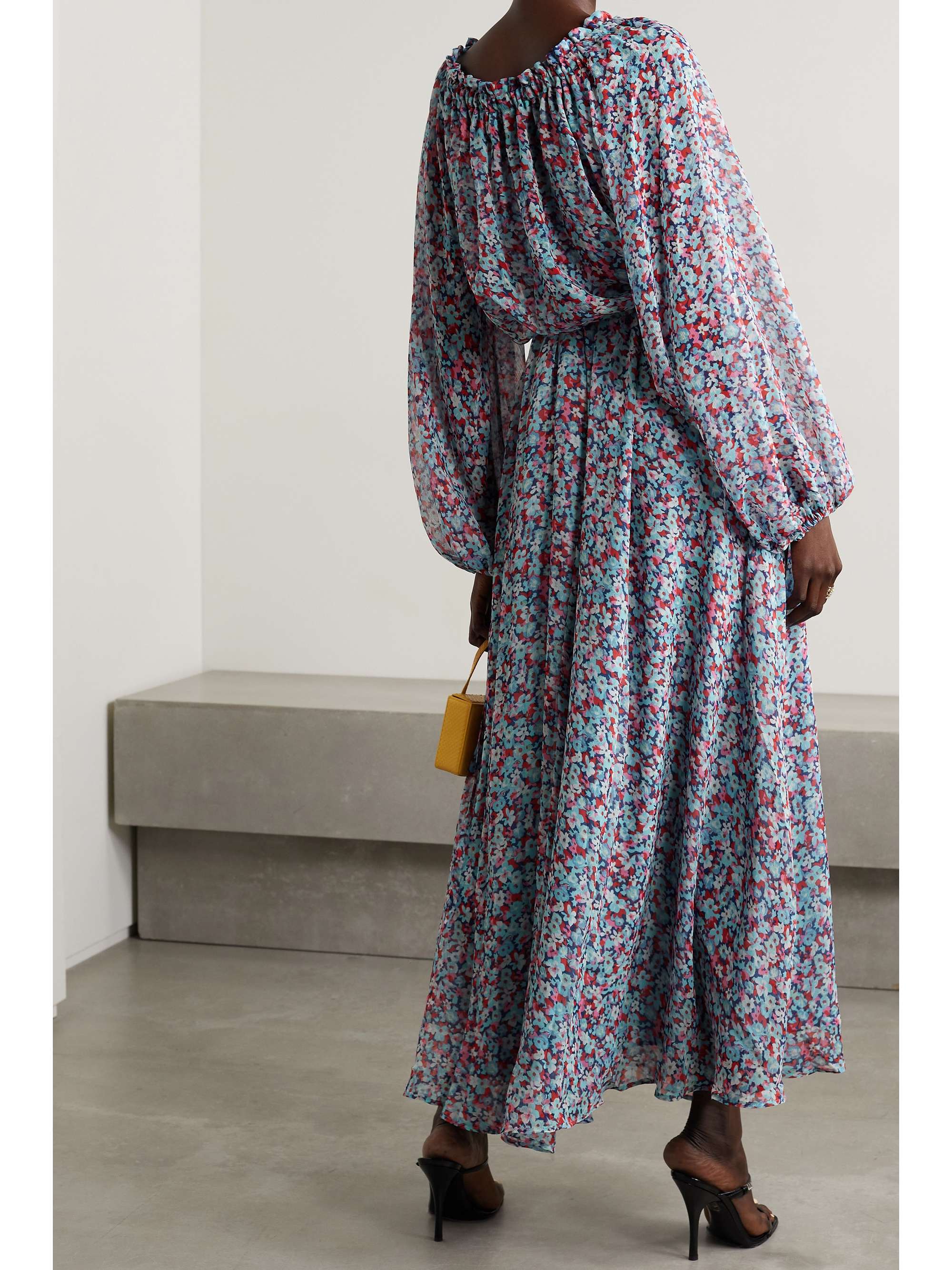 ROTATE BIRGER CHRISTENSEN Carly off-the-shoulder floral-print recycled crepe maxi dress