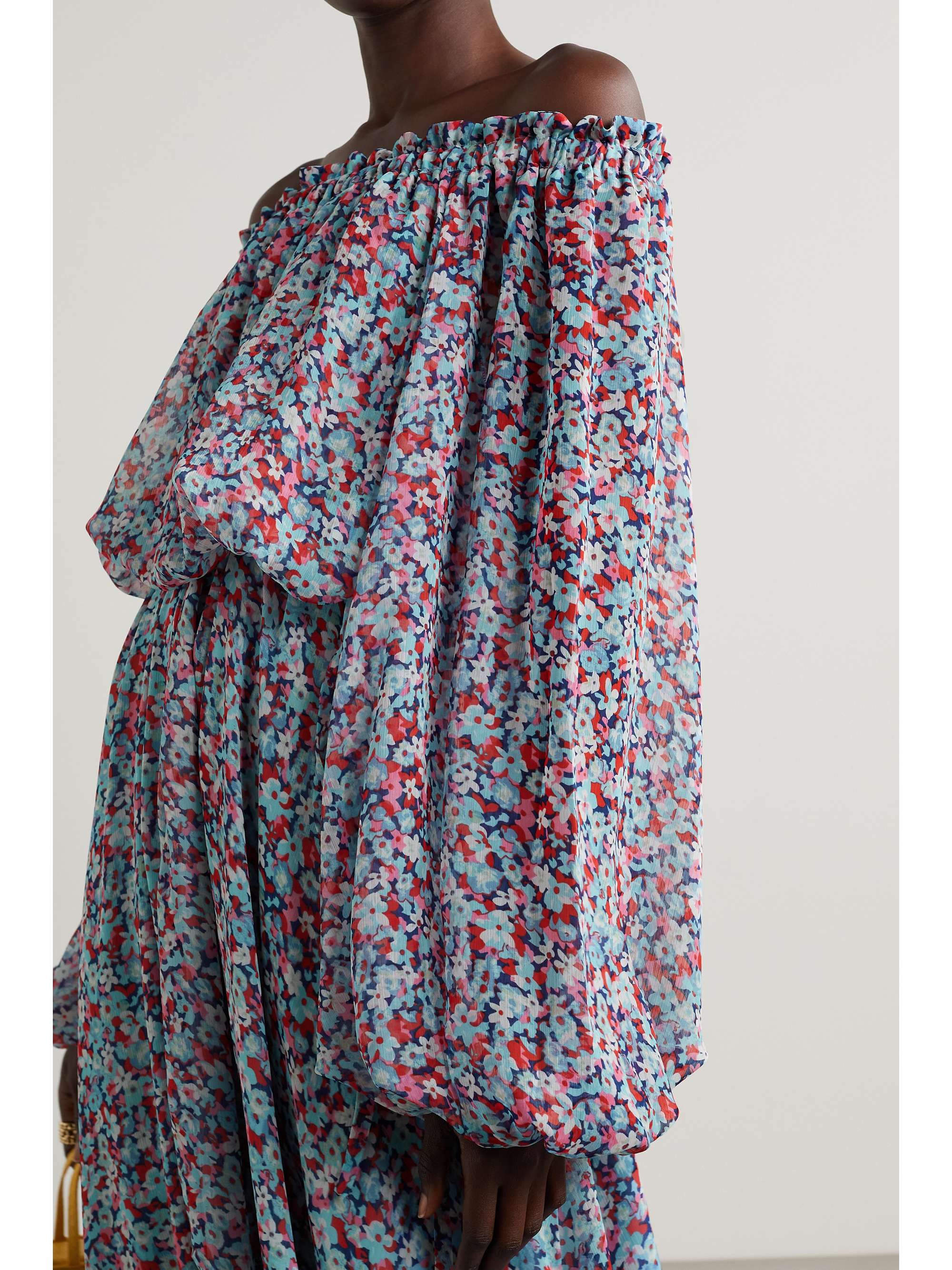 ROTATE BIRGER CHRISTENSEN Carly off-the-shoulder floral-print recycled crepe maxi dress