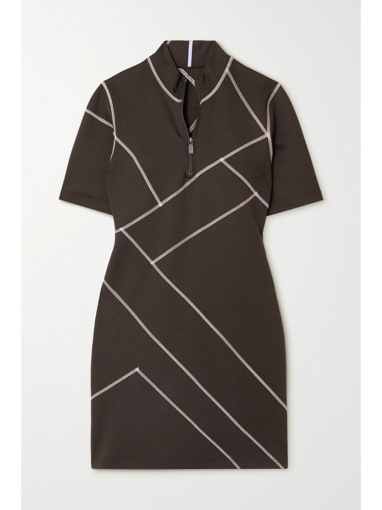 MCQ - In Dust Cotton-blend Jersey Mini Dress - Brown 22 Awaiting product image