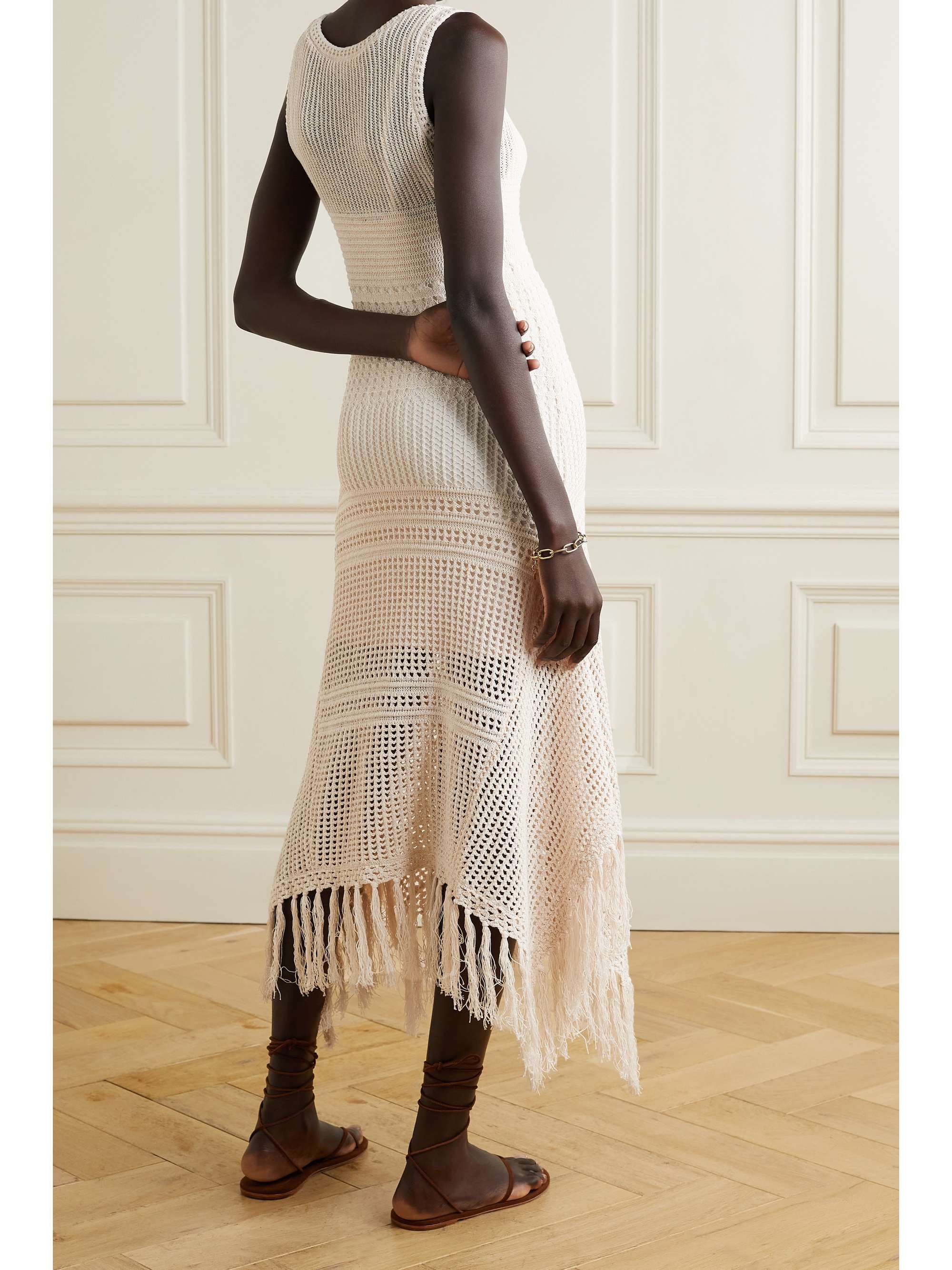 ALÉC Carolyn fringed crocheted cotton midi dress