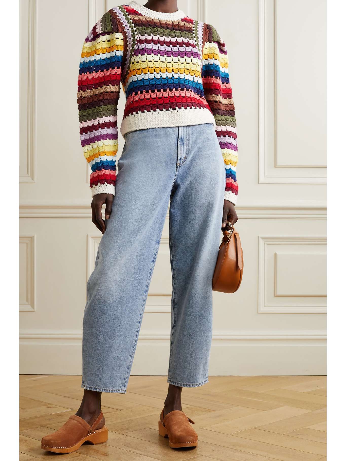 SEA Ziggy striped crochet-knit sweater, £500.00
