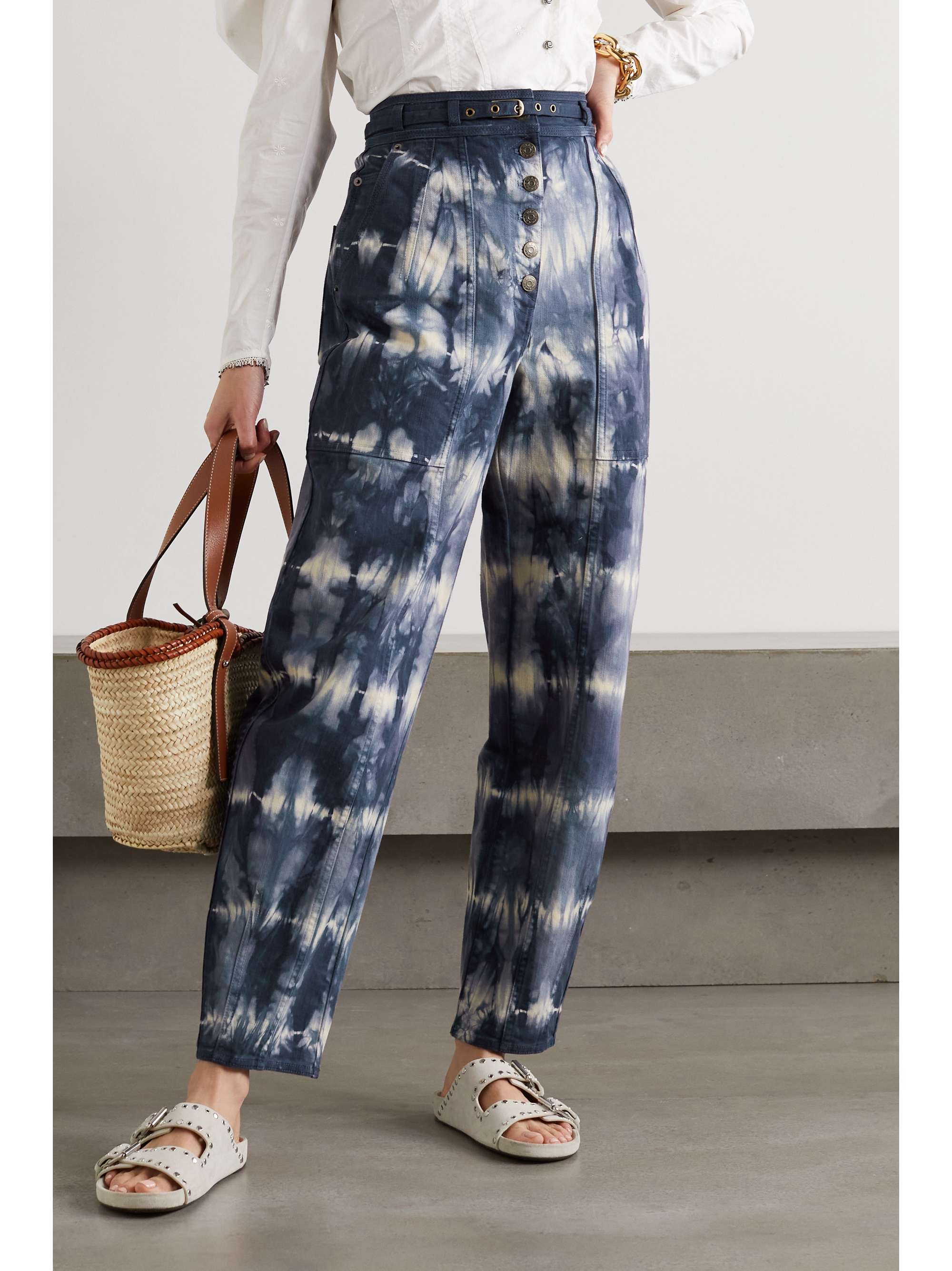 ULLA JOHNSON Apollo belted tiedyed highrise tapered jeans NETAPORTER