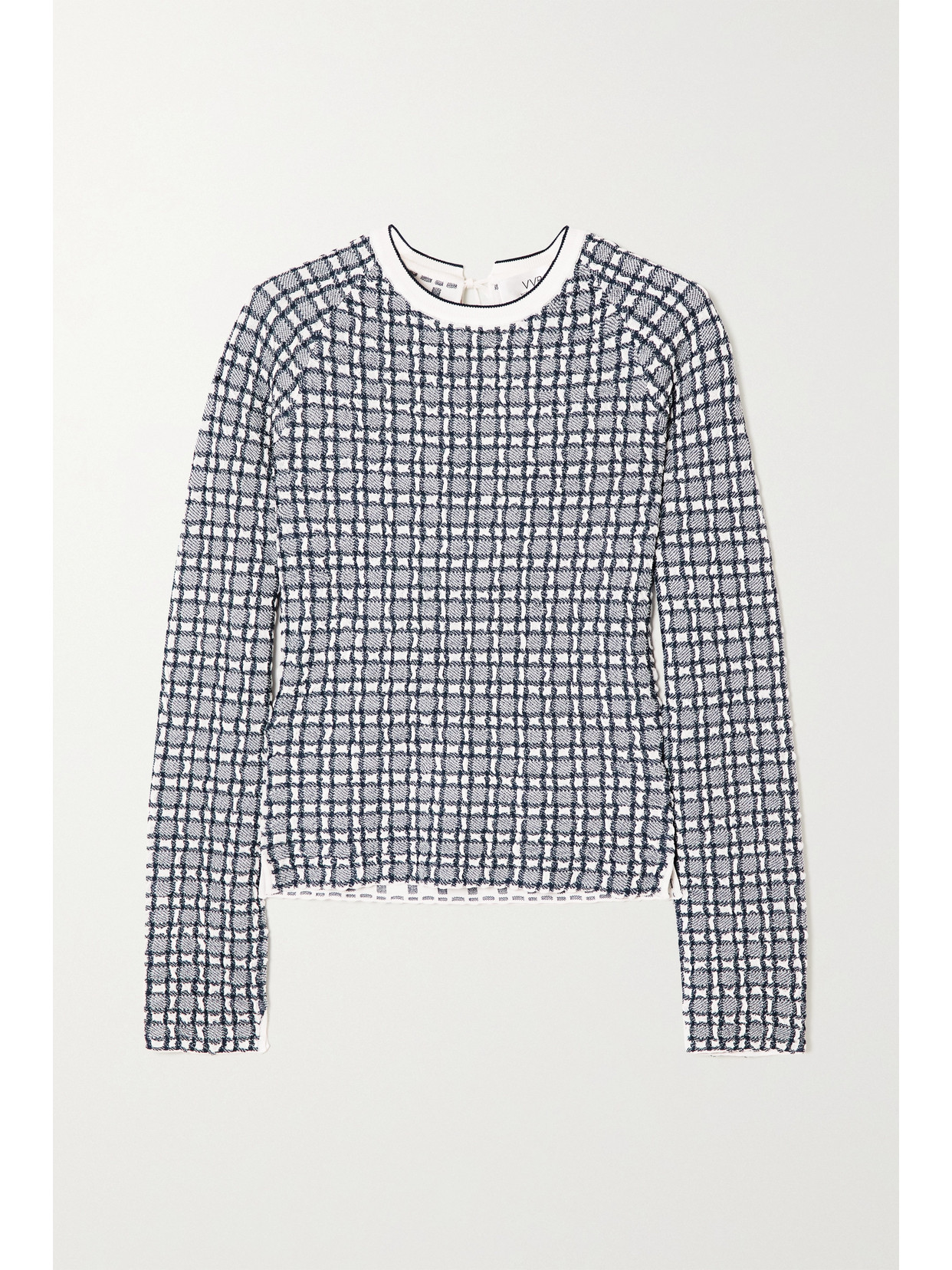 Victoria Beckham Checked Jacquard-knit Sweater In Navy