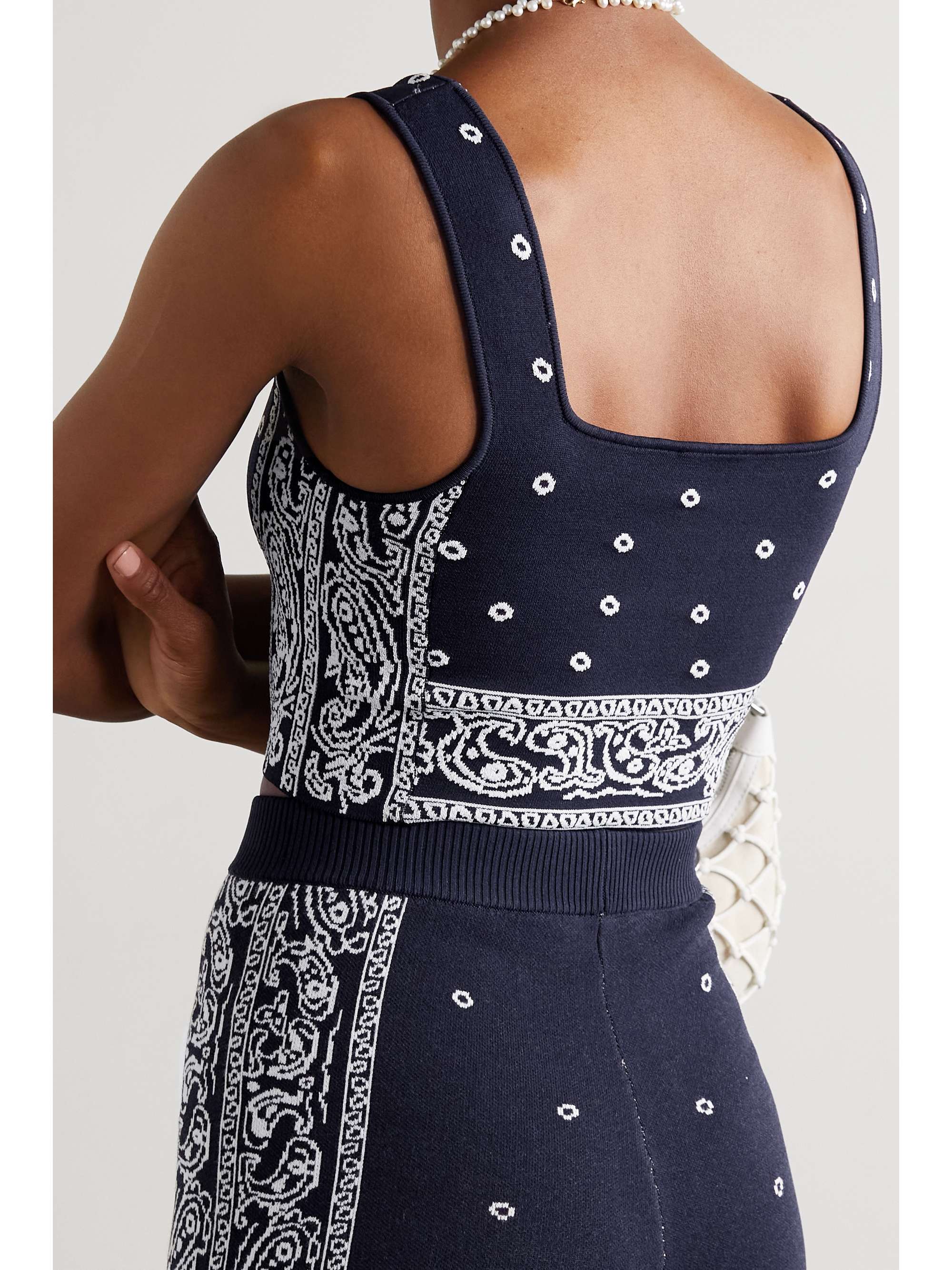 STAUD Tucson cropped intarsia-knit tank