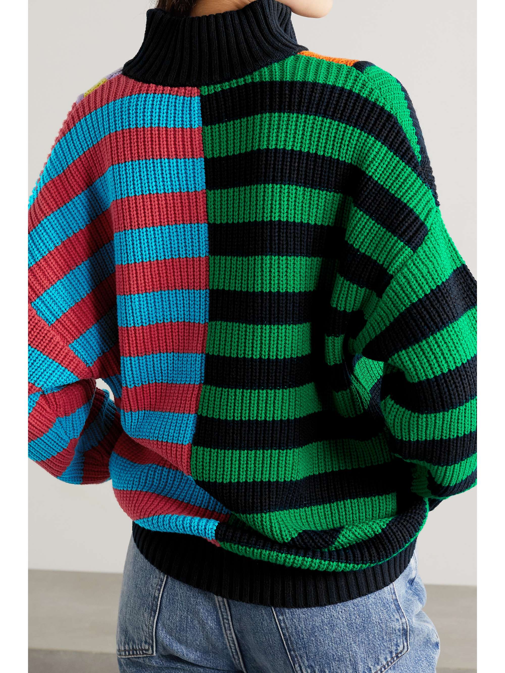 STAUD Hampton striped cotton-blend sweater