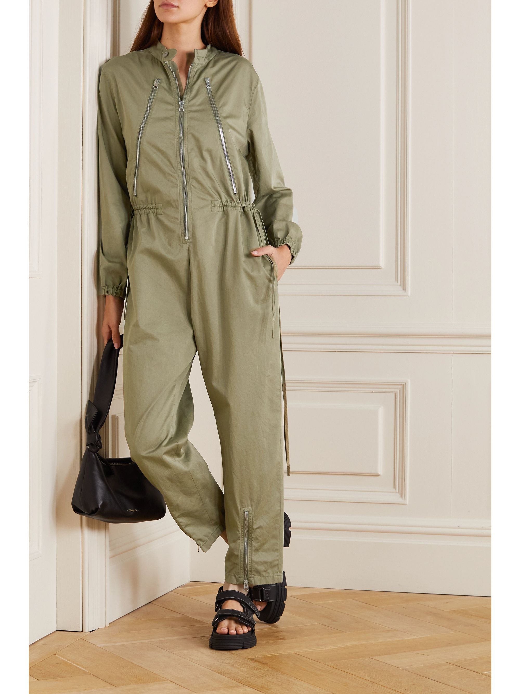 Green cotton jumpsuit Clearance