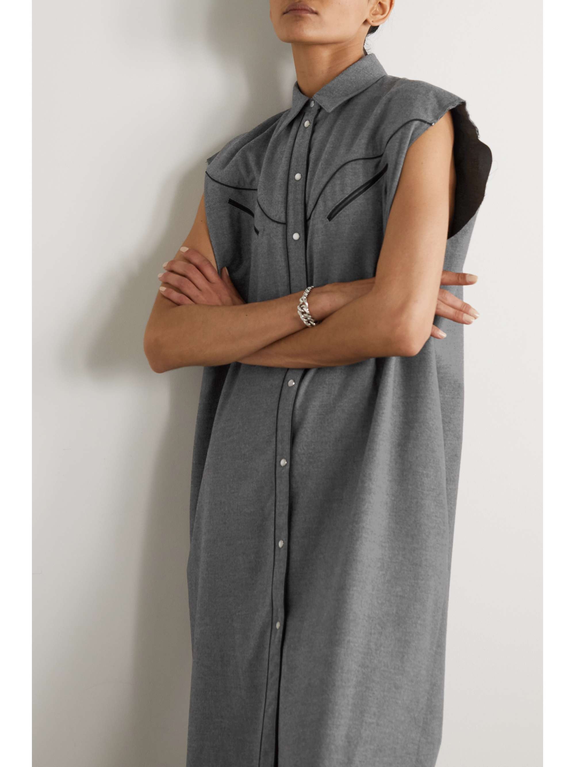 grey midi shirt dress