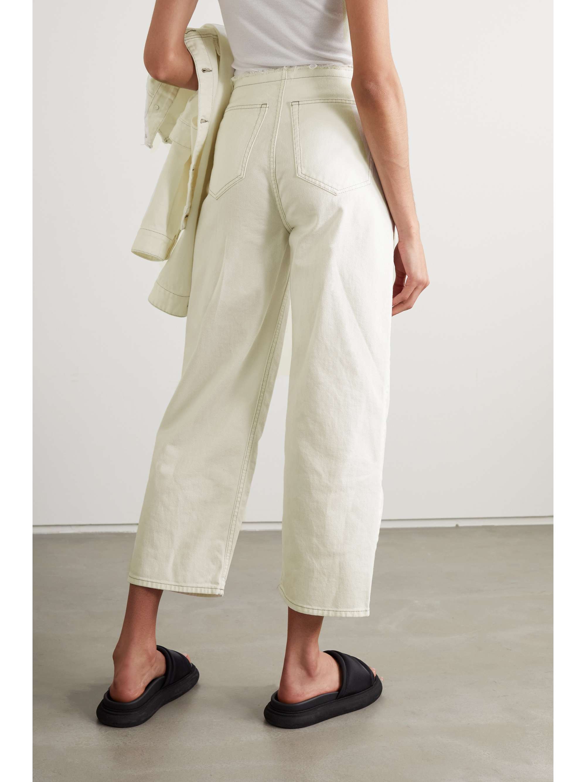 Distressed straight-leg jeans