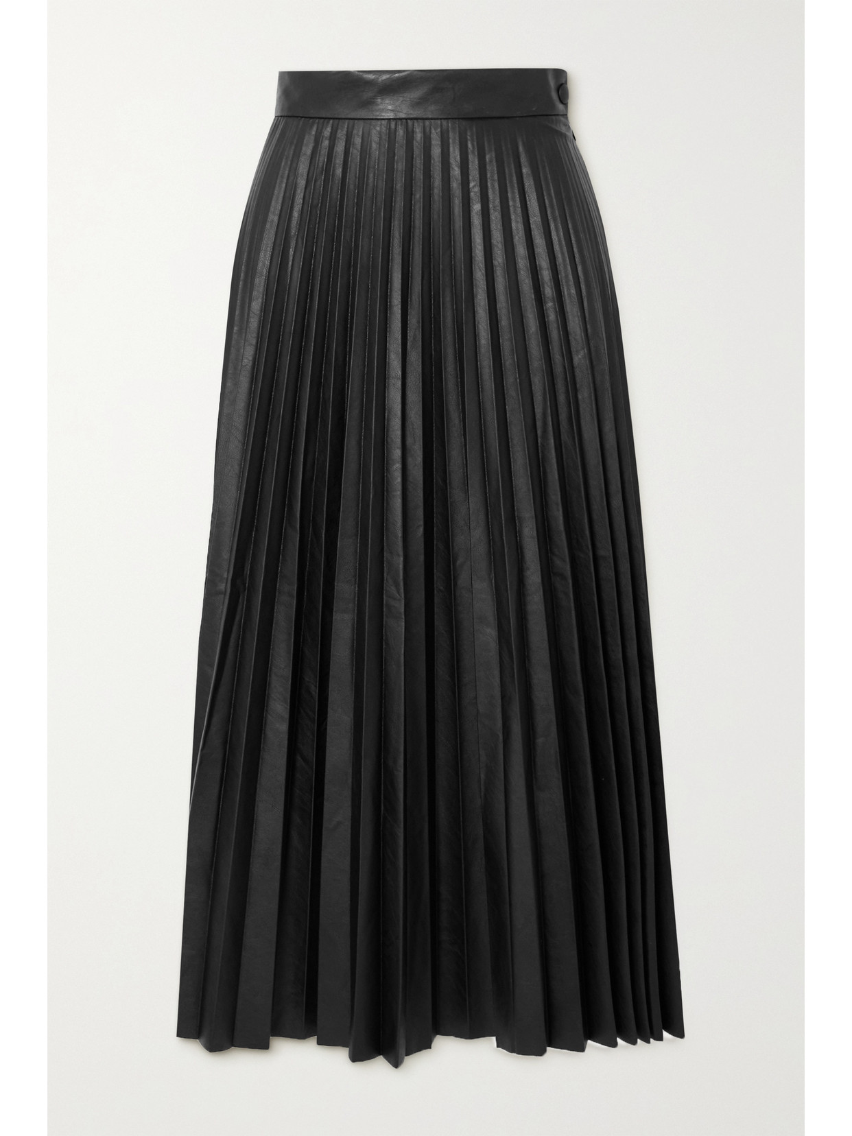 Mm6 Maison Margiela Pleated Faux Leather Midi Skirt In Black