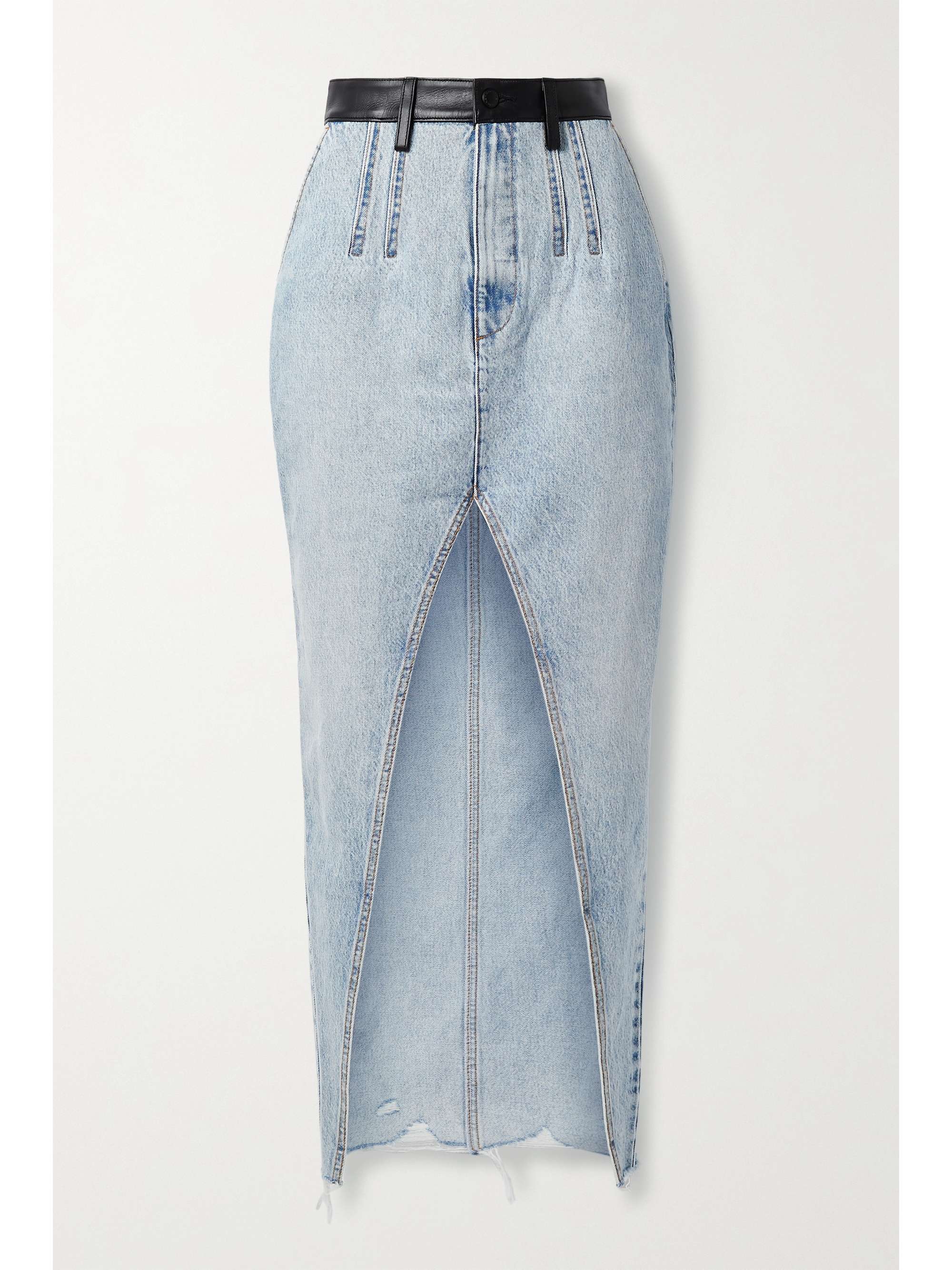 light distressed denim skirt