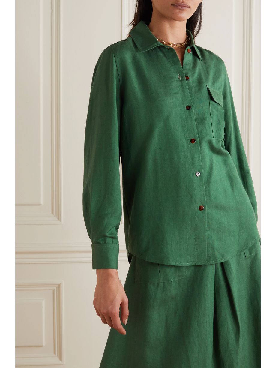 Linen Blend Shirt Green