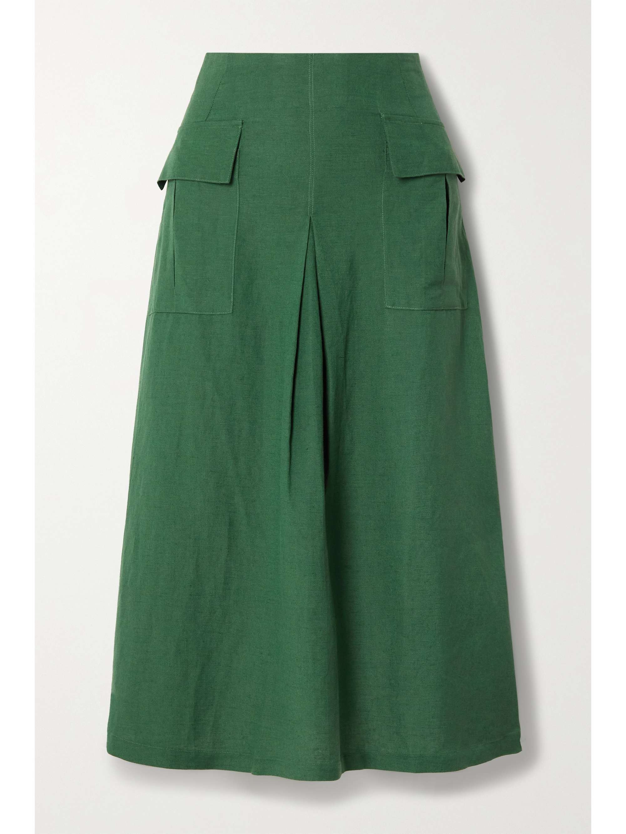 Green Grace Pleated Linen Blend Midi Skirt Usisi Sister Net A Porter