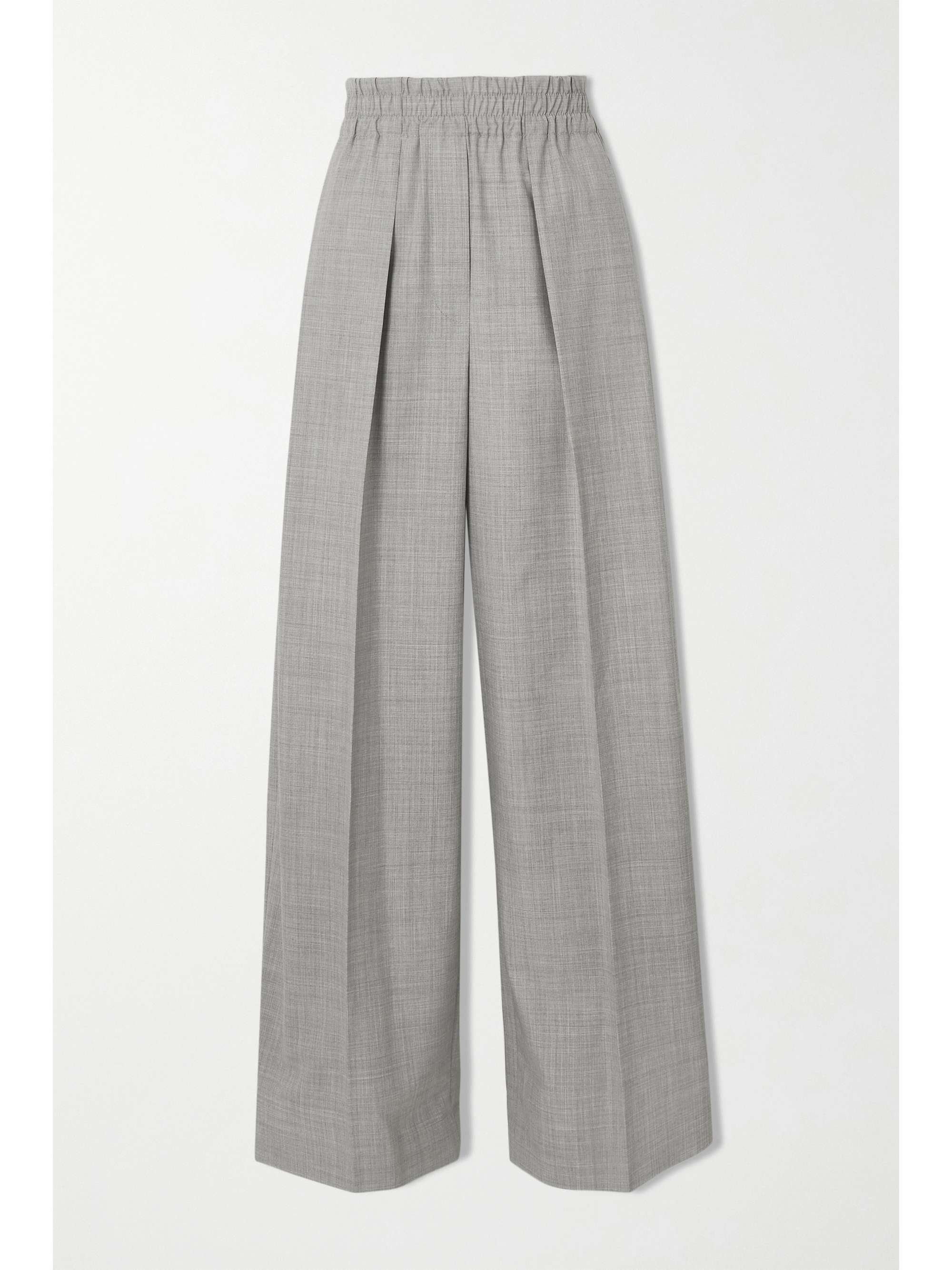 Light gray Pleated wool wide-leg pants 