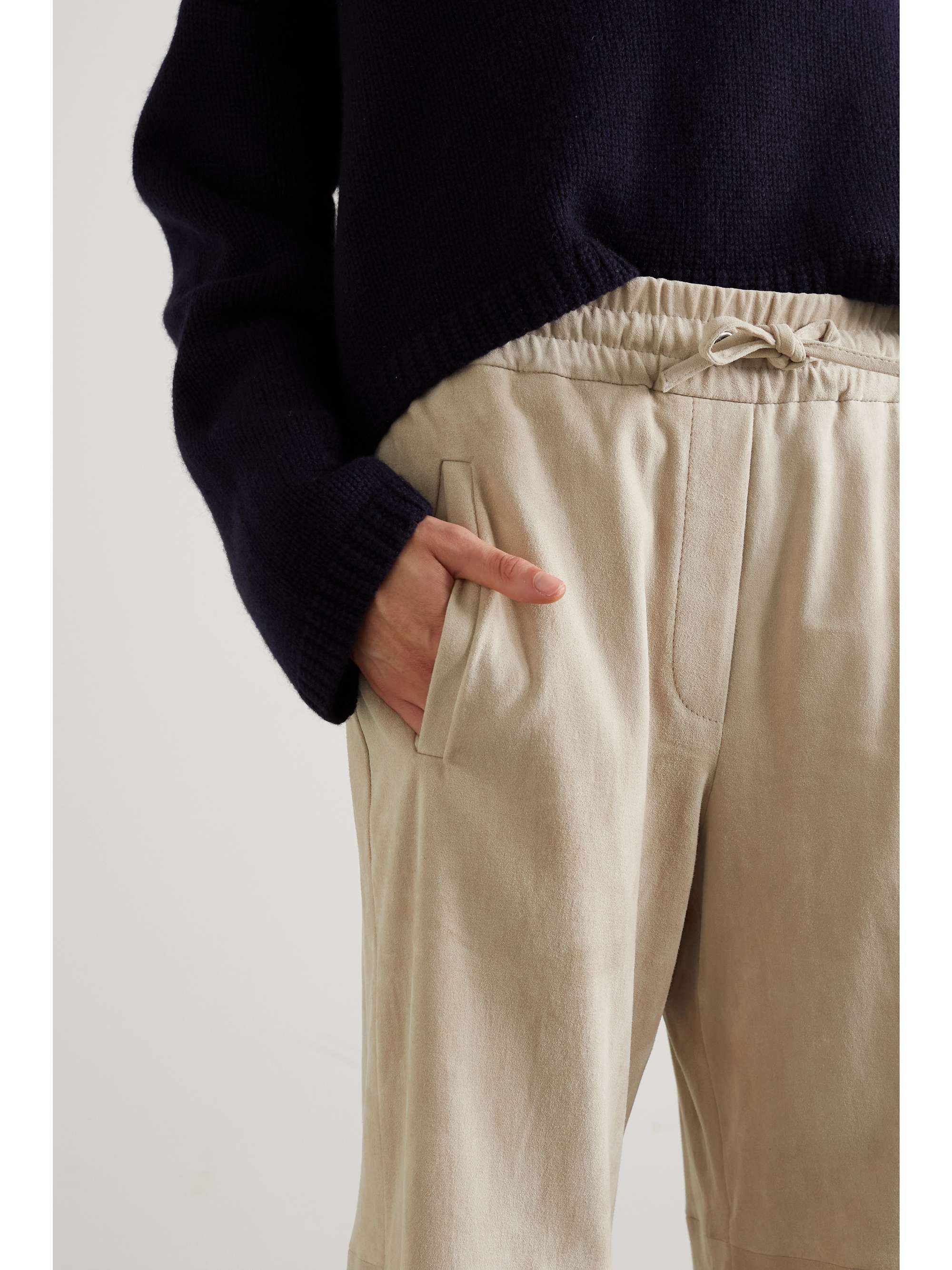 BRUNELLO CUCINELLI Suede wide-leg track pants