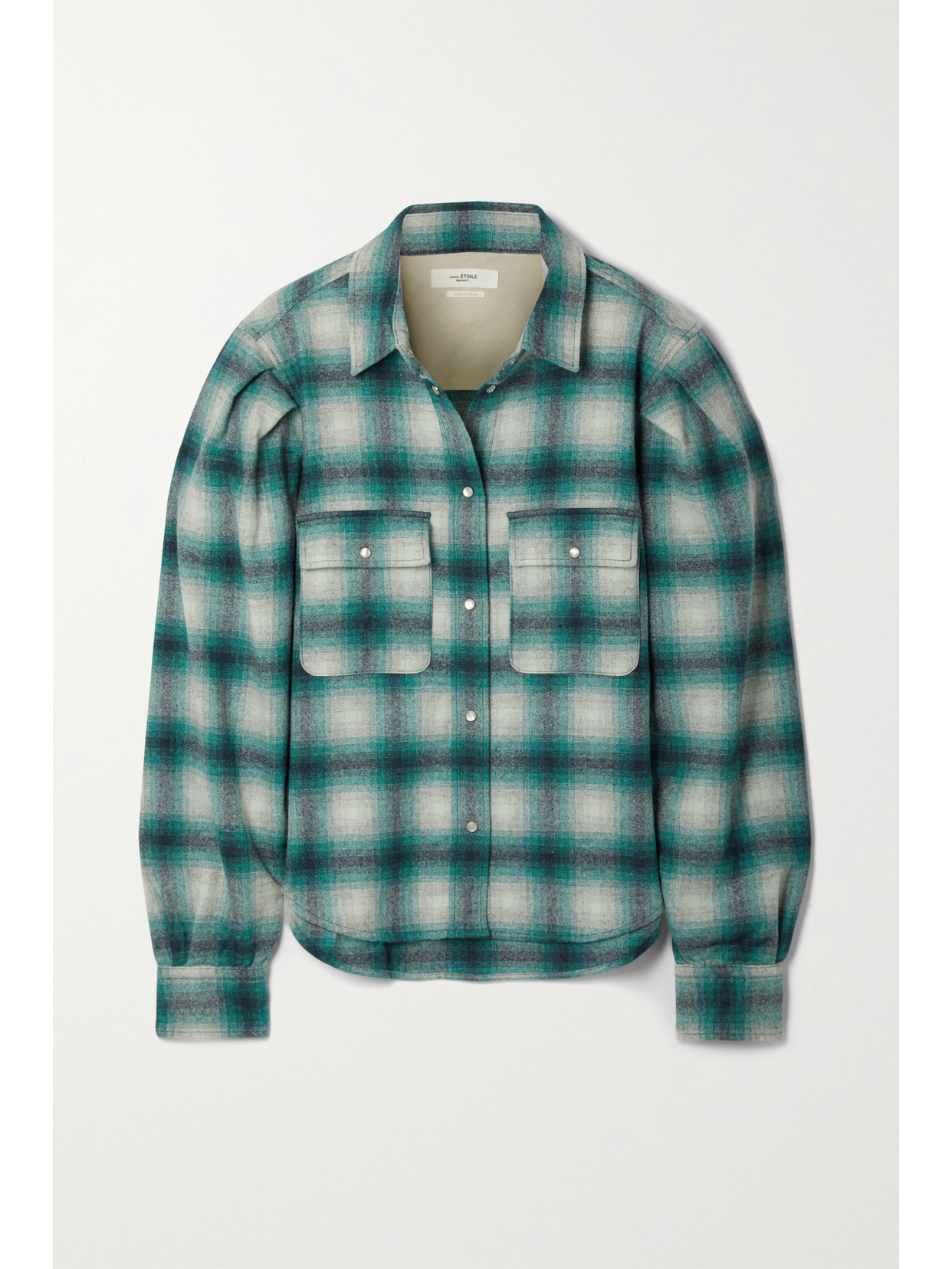 Isabel Marant Étoile Marcelia Wool-blend Flannel Shirt In Green