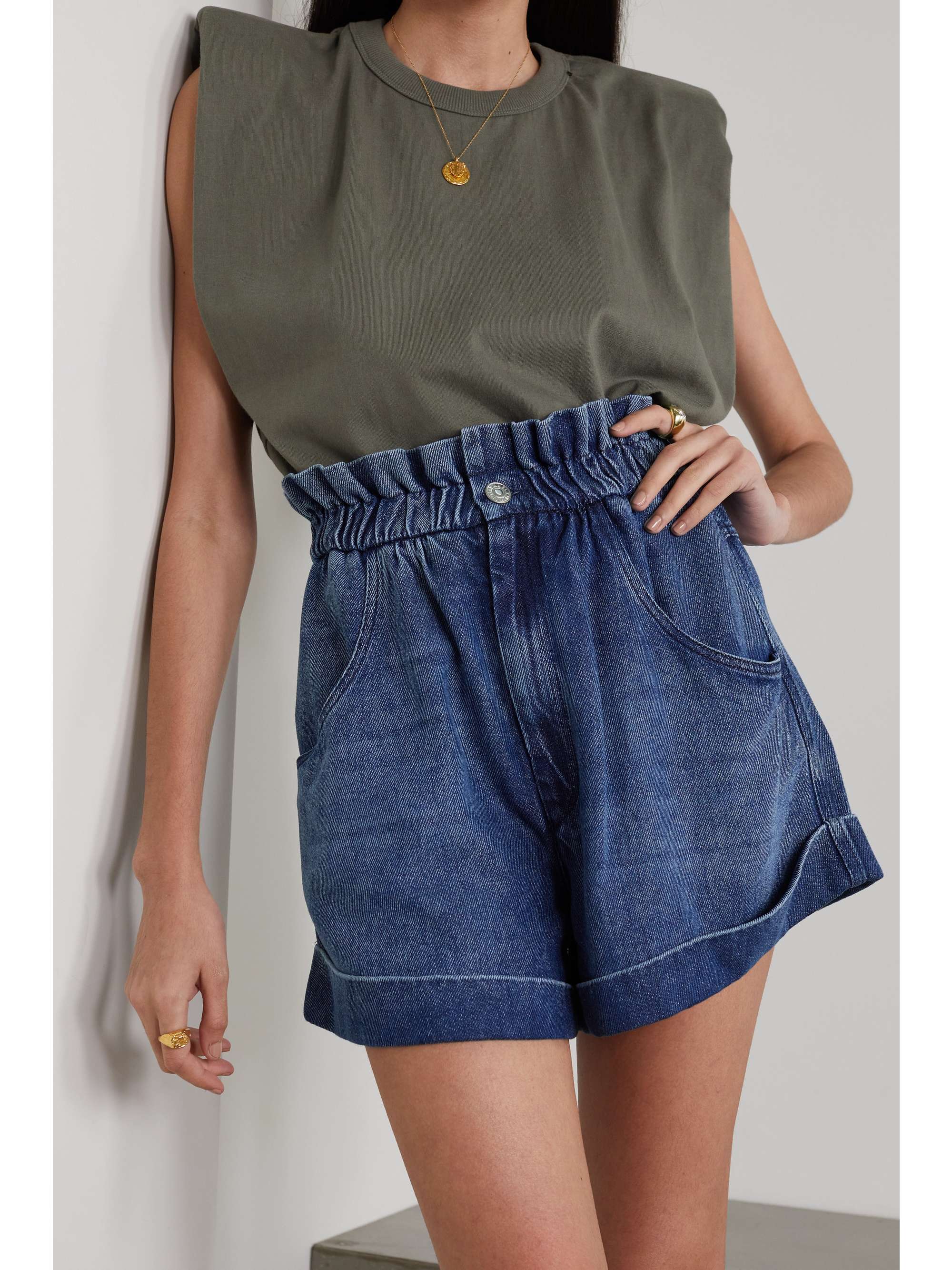 Mid denim Itea gathered denim shorts 