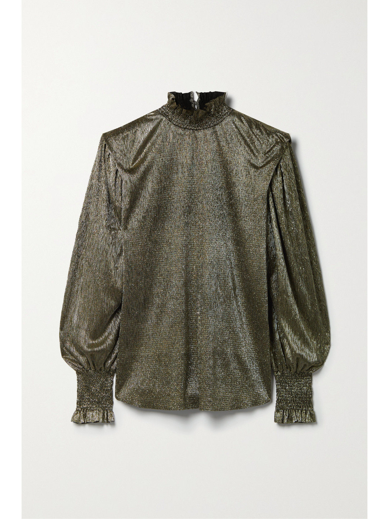 Marant Étoile Noshi Ruffled Shirred Stretch-lurex Blouse - Metallic