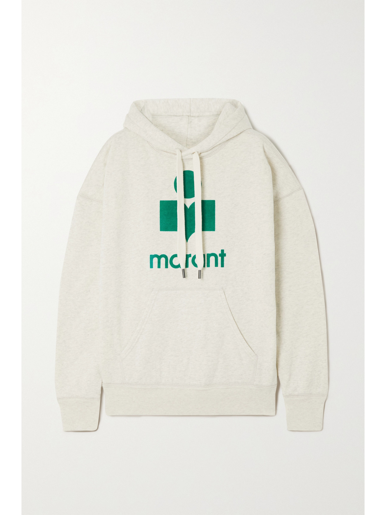 Isabel Marant Étoile Mansel Flocked Cotton-blend Jersey Hoodie In Ecru