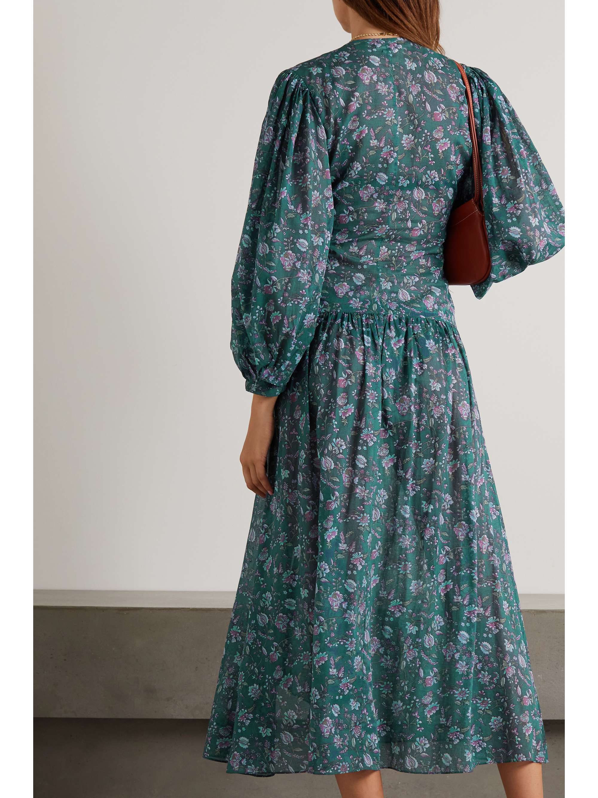 MARANT ÉTOILE Mariana gathered floral-print cotton-voile midi dress