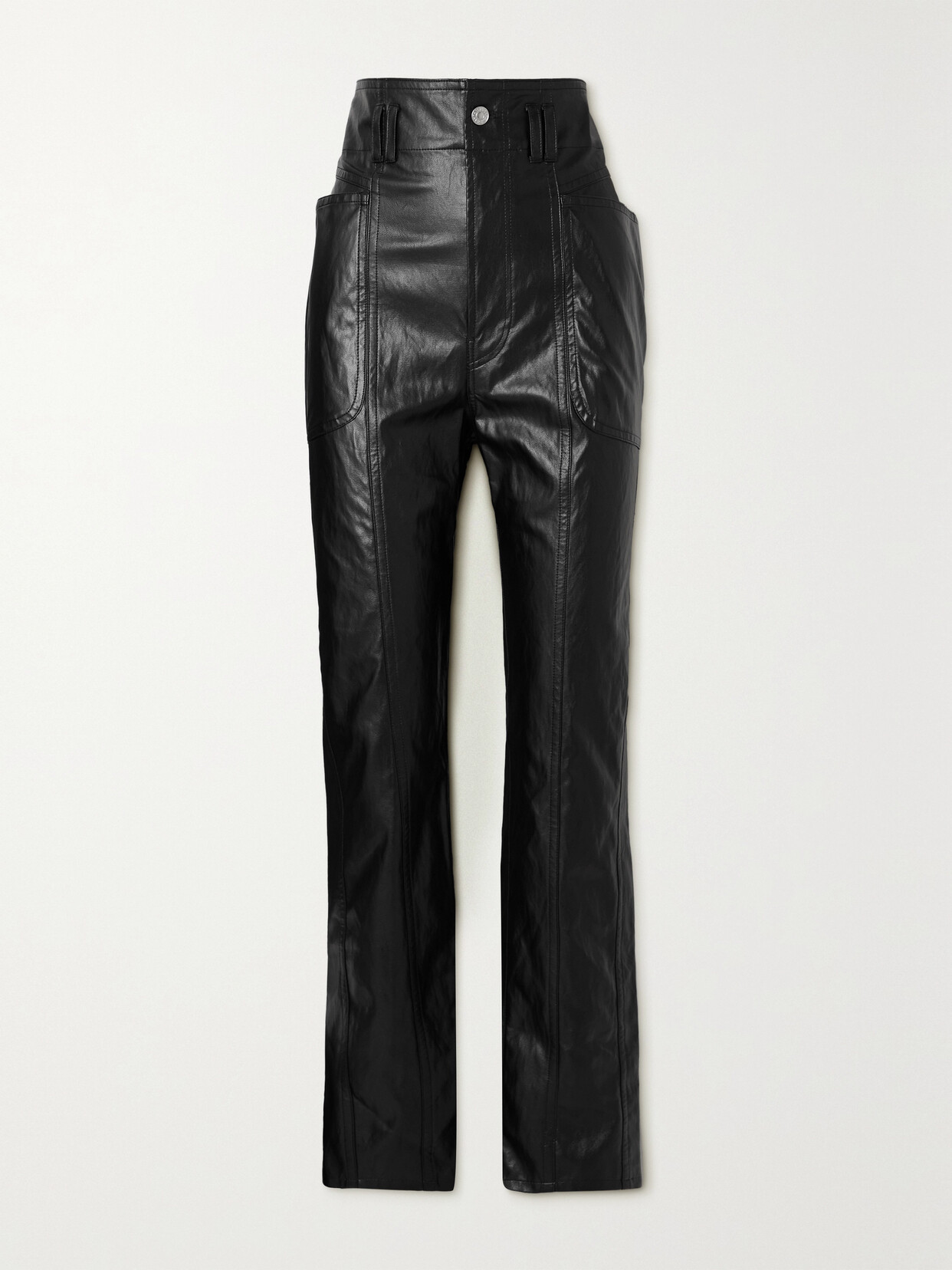Isabel Marant Étoile Tessini Vegan Leather Straight-leg Pants In Black