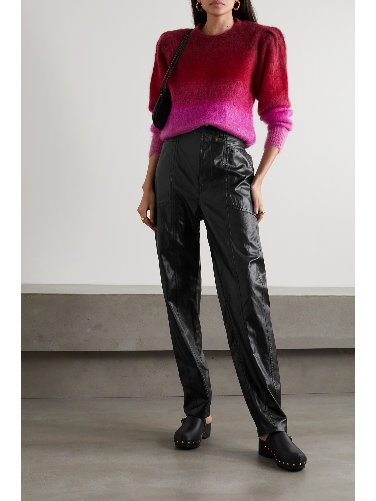 Isabel Marant Étoile Tessini Vegan Leather Straight-leg Pants In Black