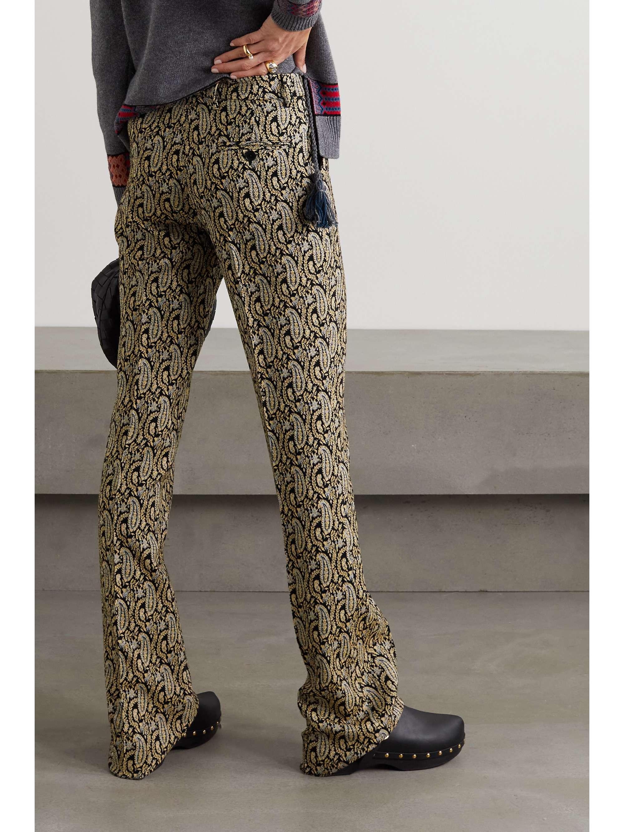 Gold Paisley-jacquard straight-leg 