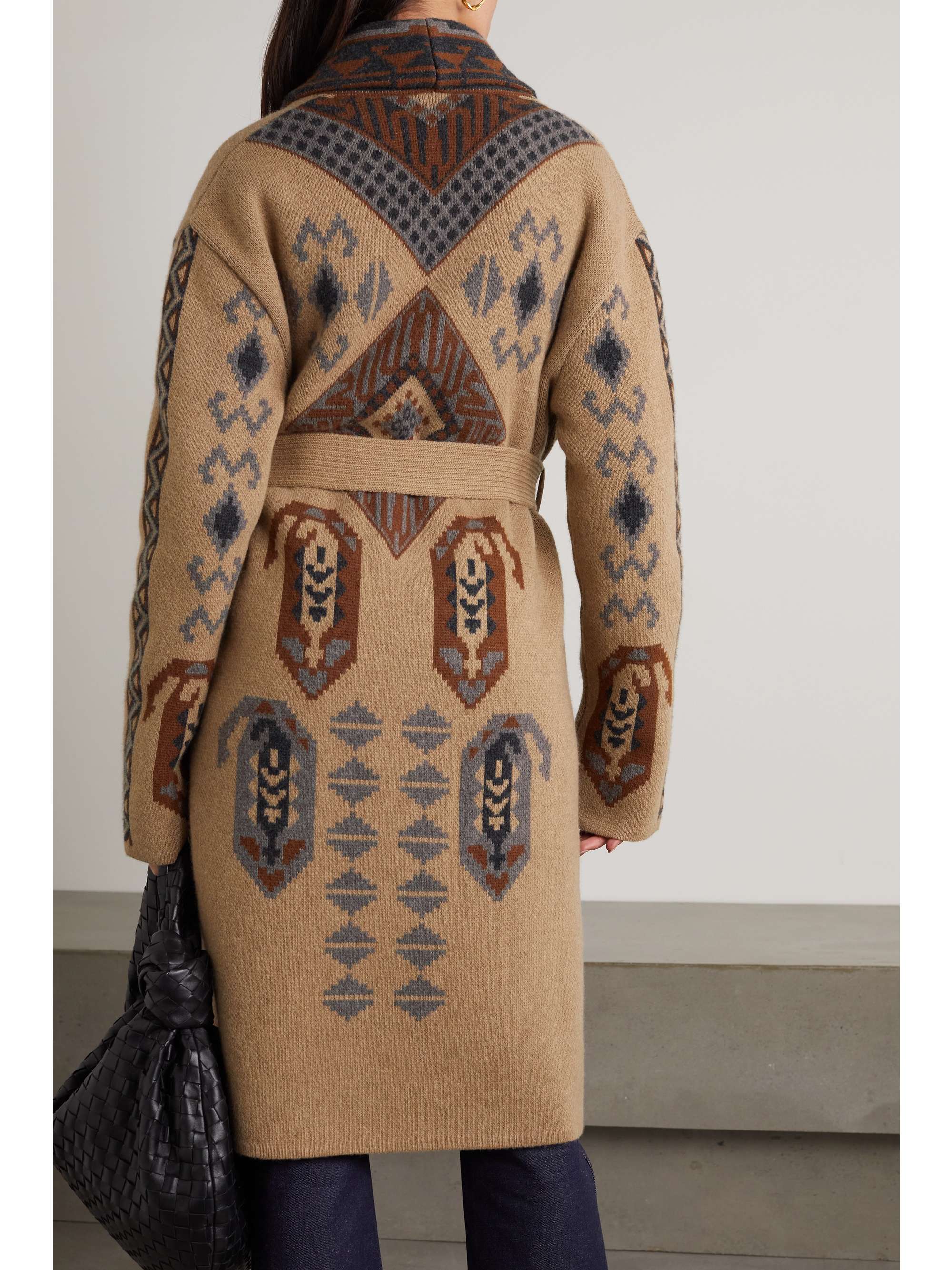 ETRO Belted intarsia wool cardigan